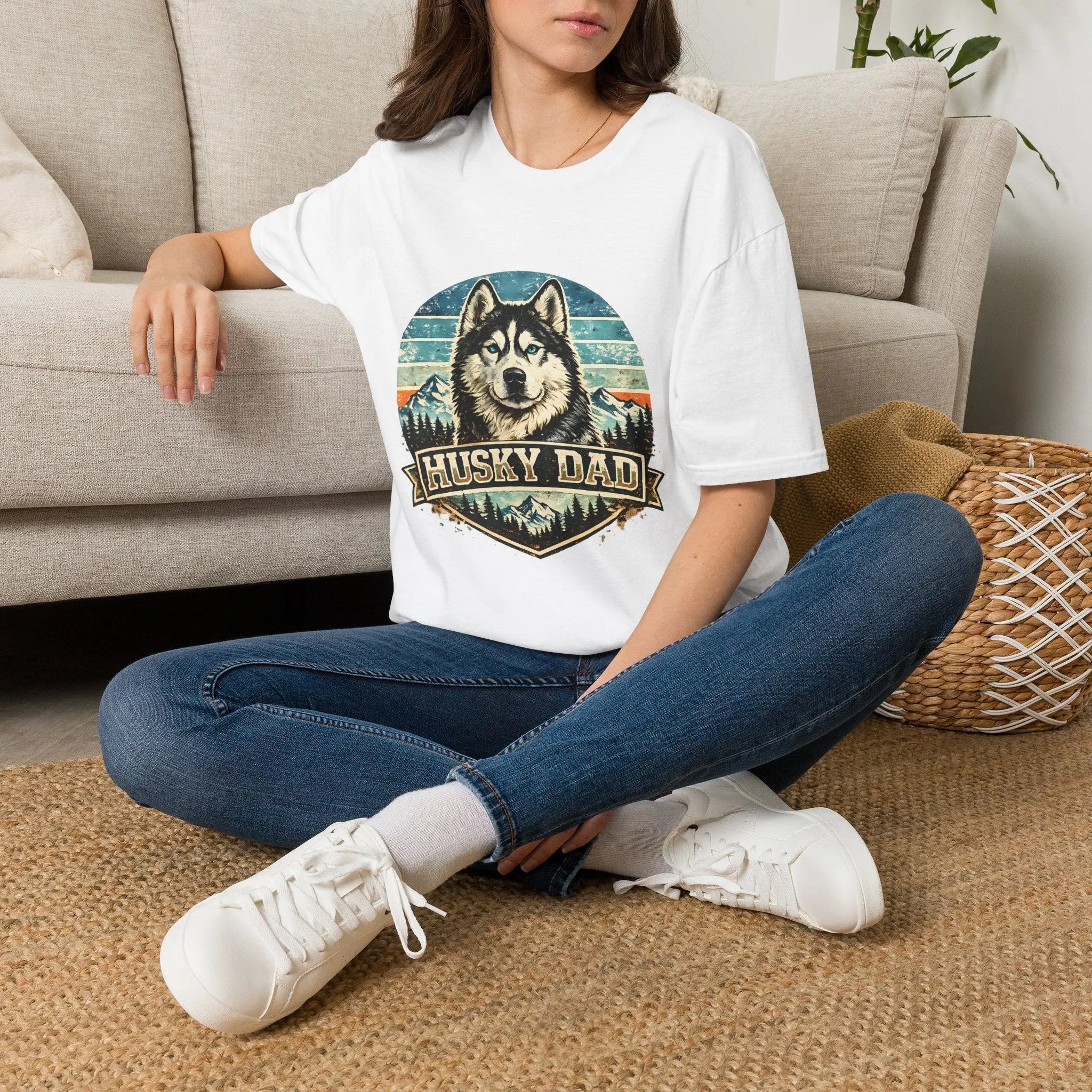 Husky Dad T-Shirt — Retro Siberian Husky Graphic Tee for Dog Lovers