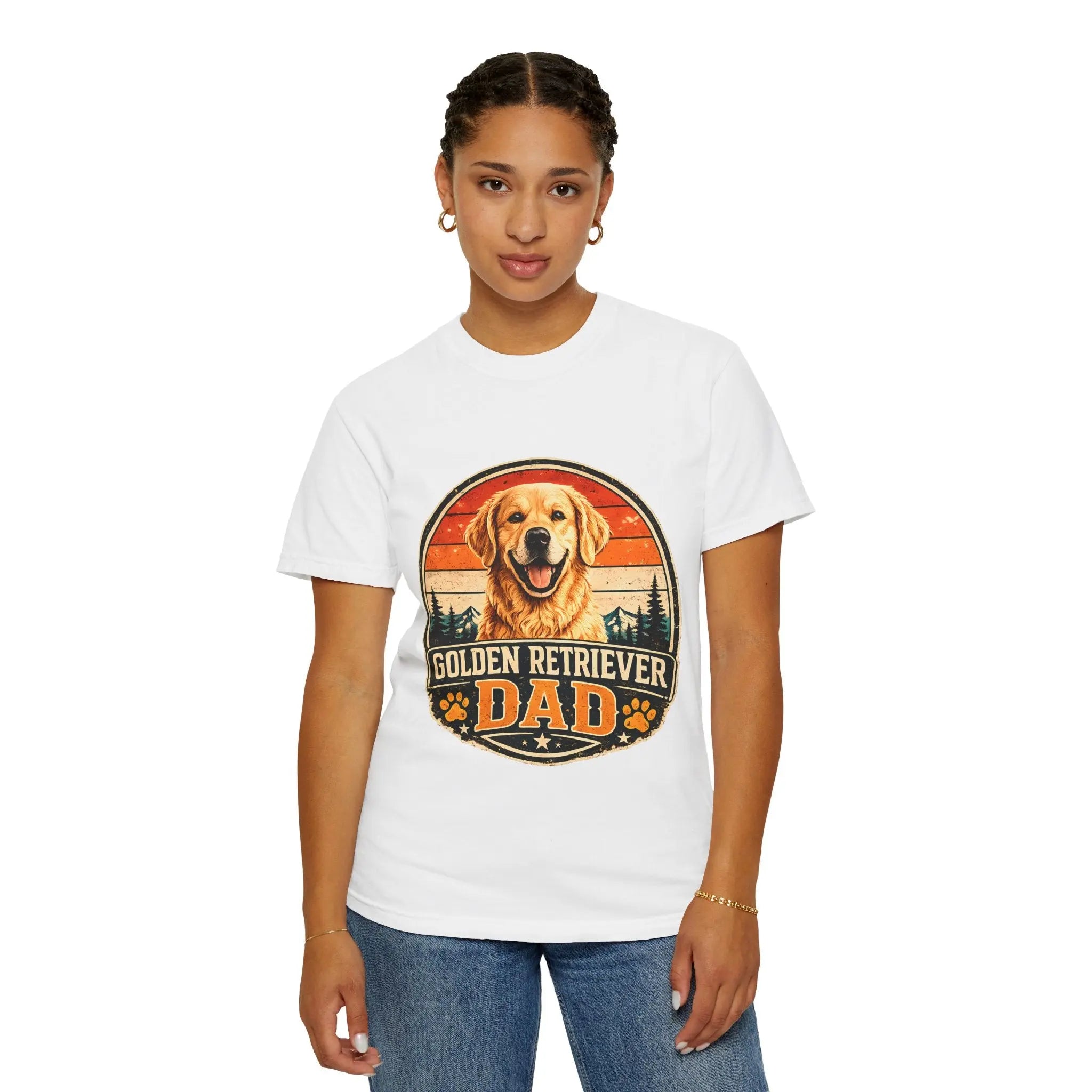 Golden Retriever Dad T-Shirt — Vintage Paw Print Dog Dad Tee