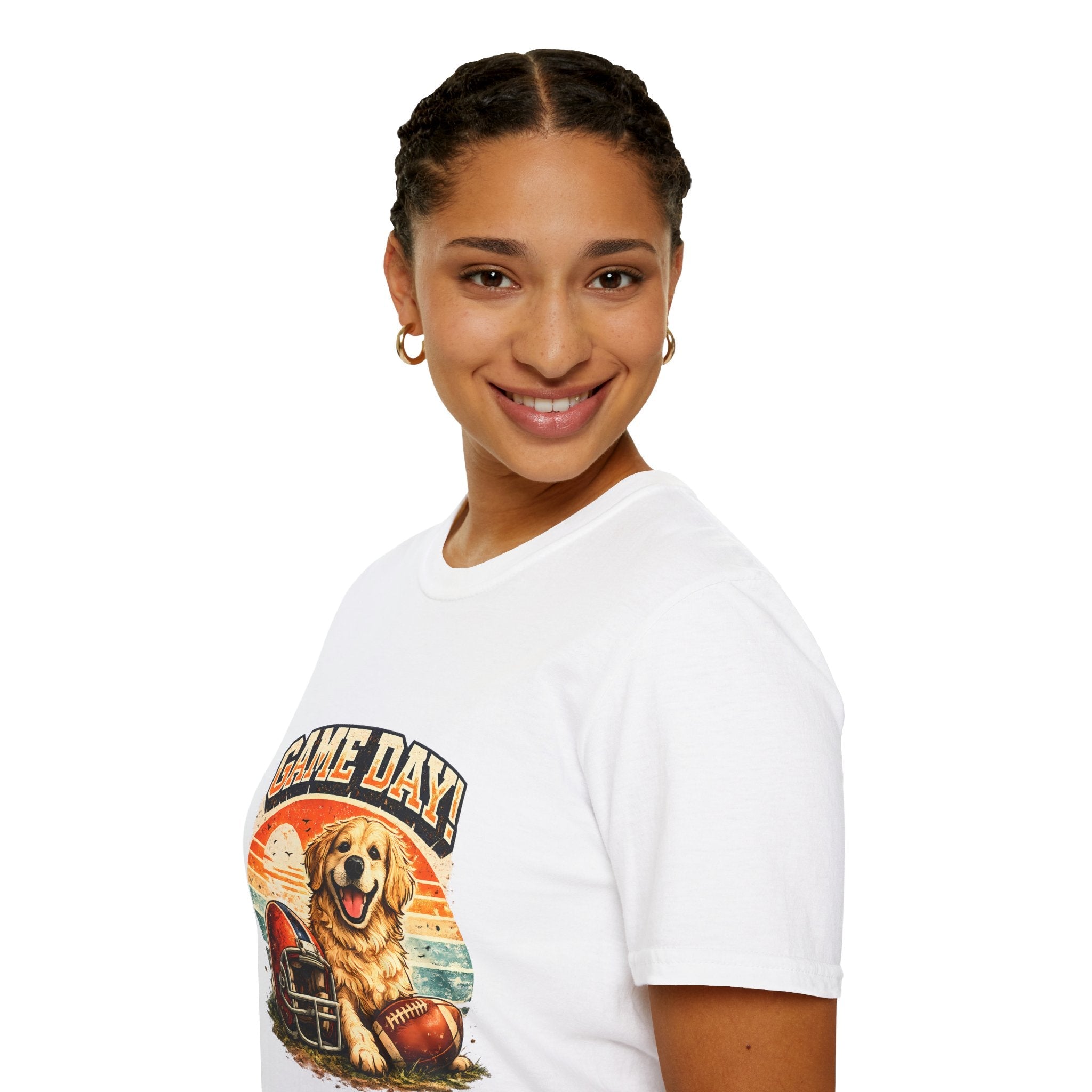 Game Day T-Shirt — Retro Golden Retriever Football Tee Printify