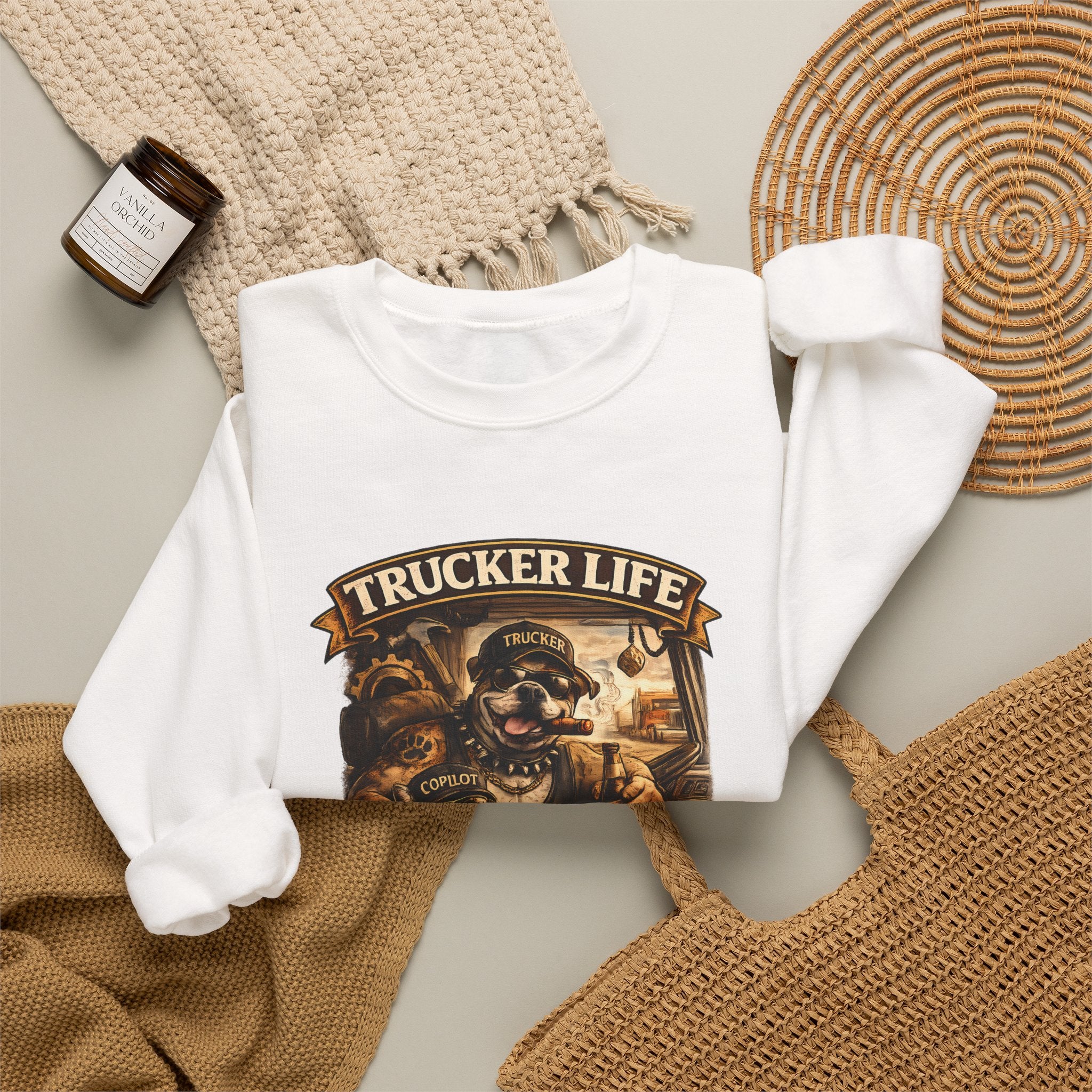 Trucker Life Crewneck Sweatshirt – "Love My Freedom" Vintage Trucker Graphic