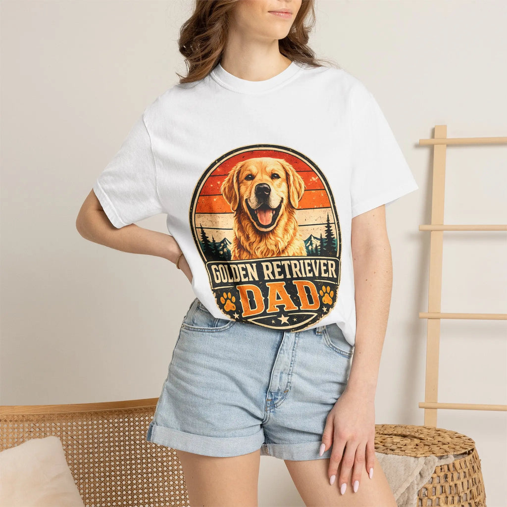 Golden Retriever Dad T-Shirt — Vintage Paw Print Dog Dad Tee