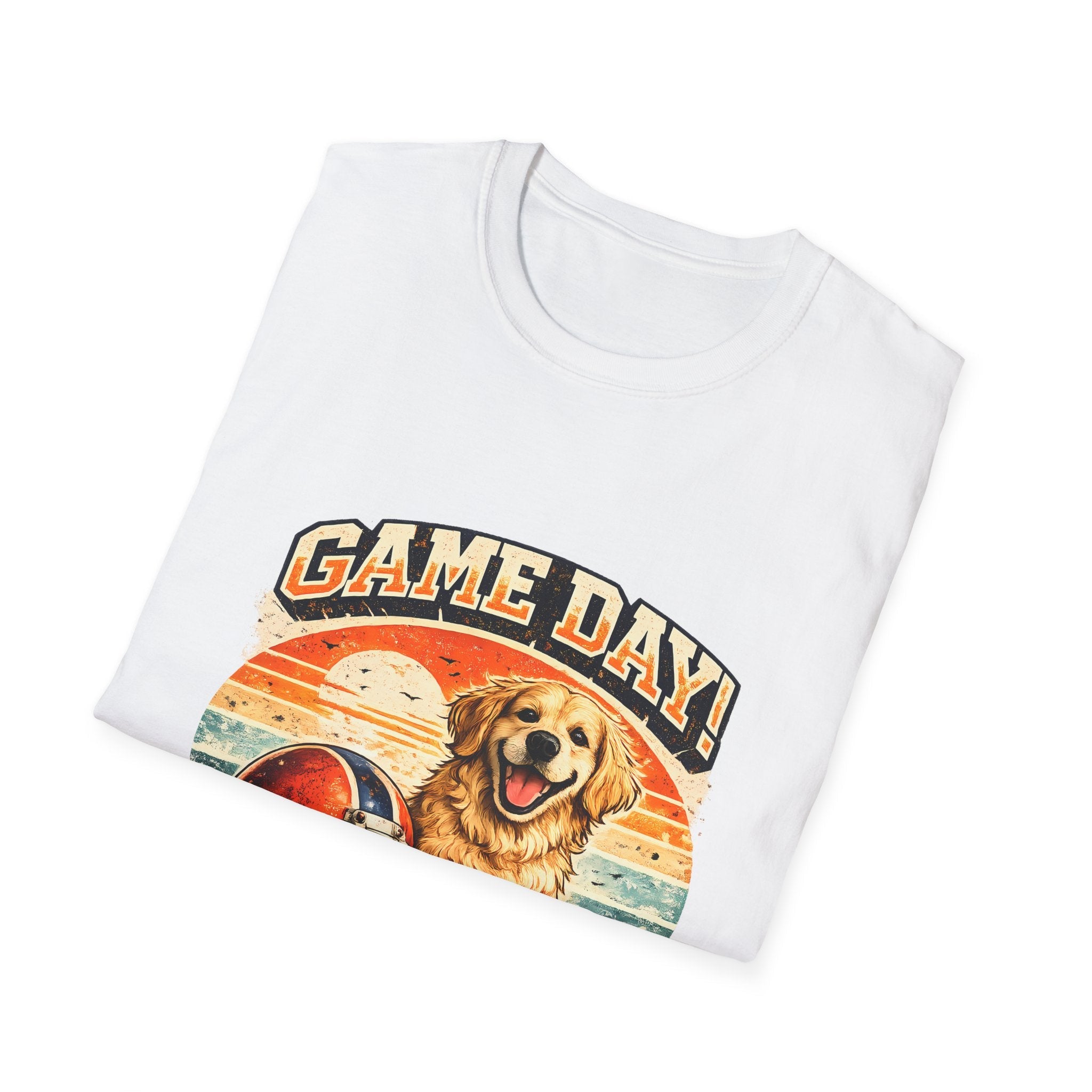 Game Day T-Shirt — Retro Golden Retriever Football Tee Printify
