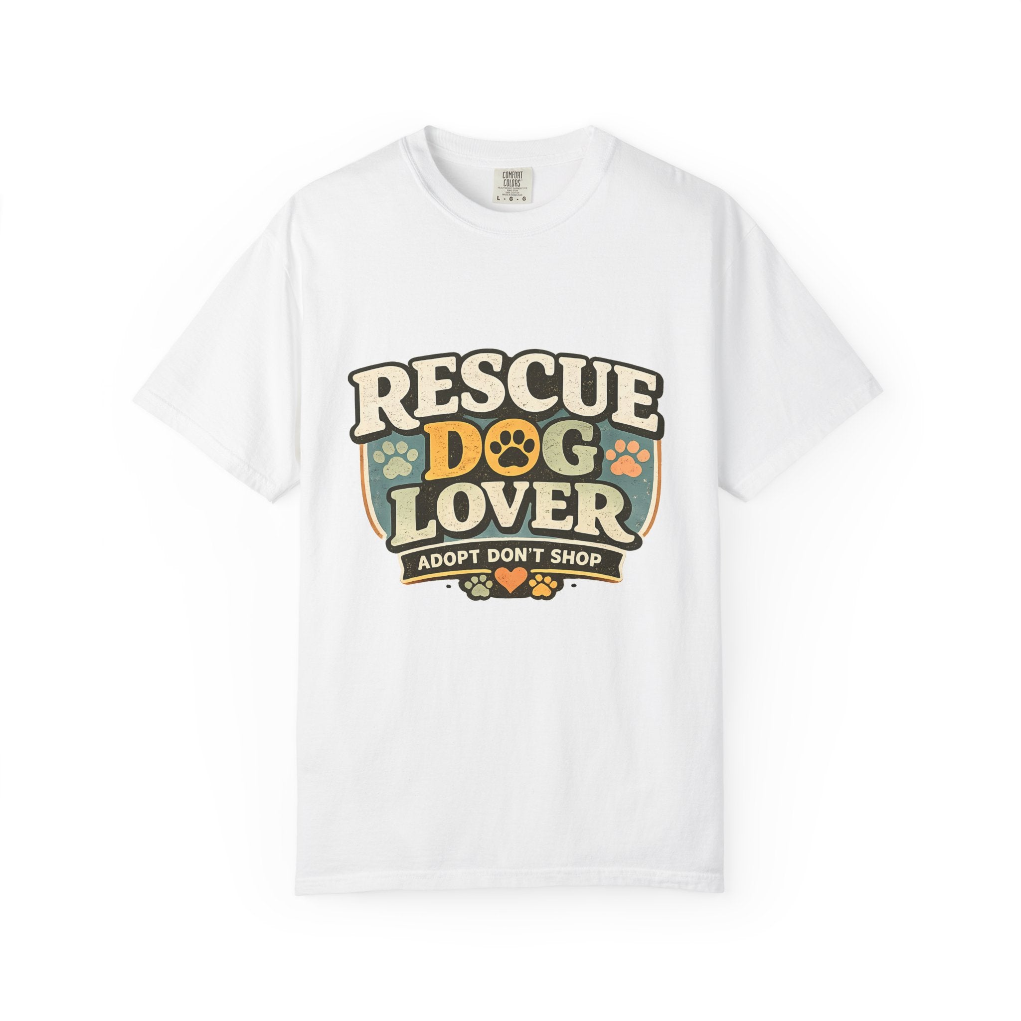 Rescue Dog Lover T-Shirt — "Adopt Don't Shop" Paw Print Tee Printify