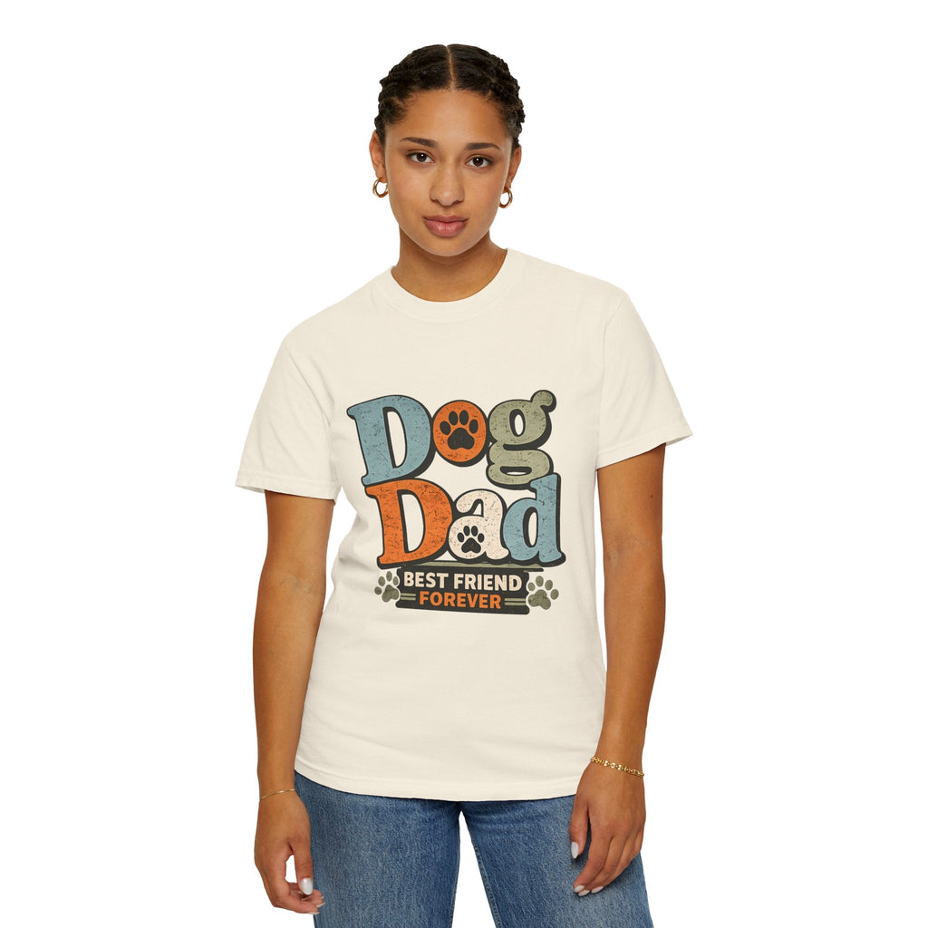 Dog Dad T-Shirt — "Best Friend Forever" Vintage Paw Print Tee Printify