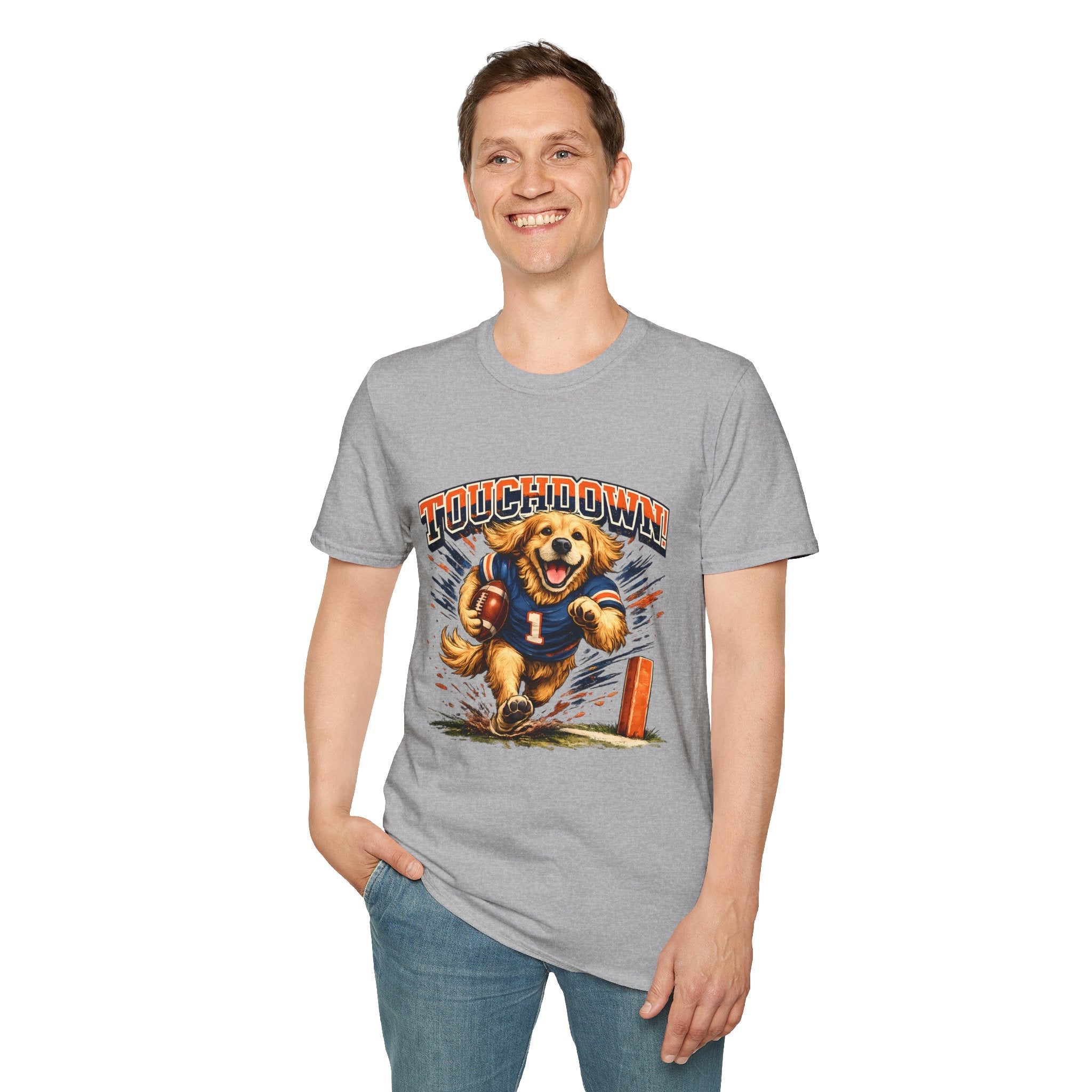 Touchdown! Golden Retriever Football T-Shirt Printify