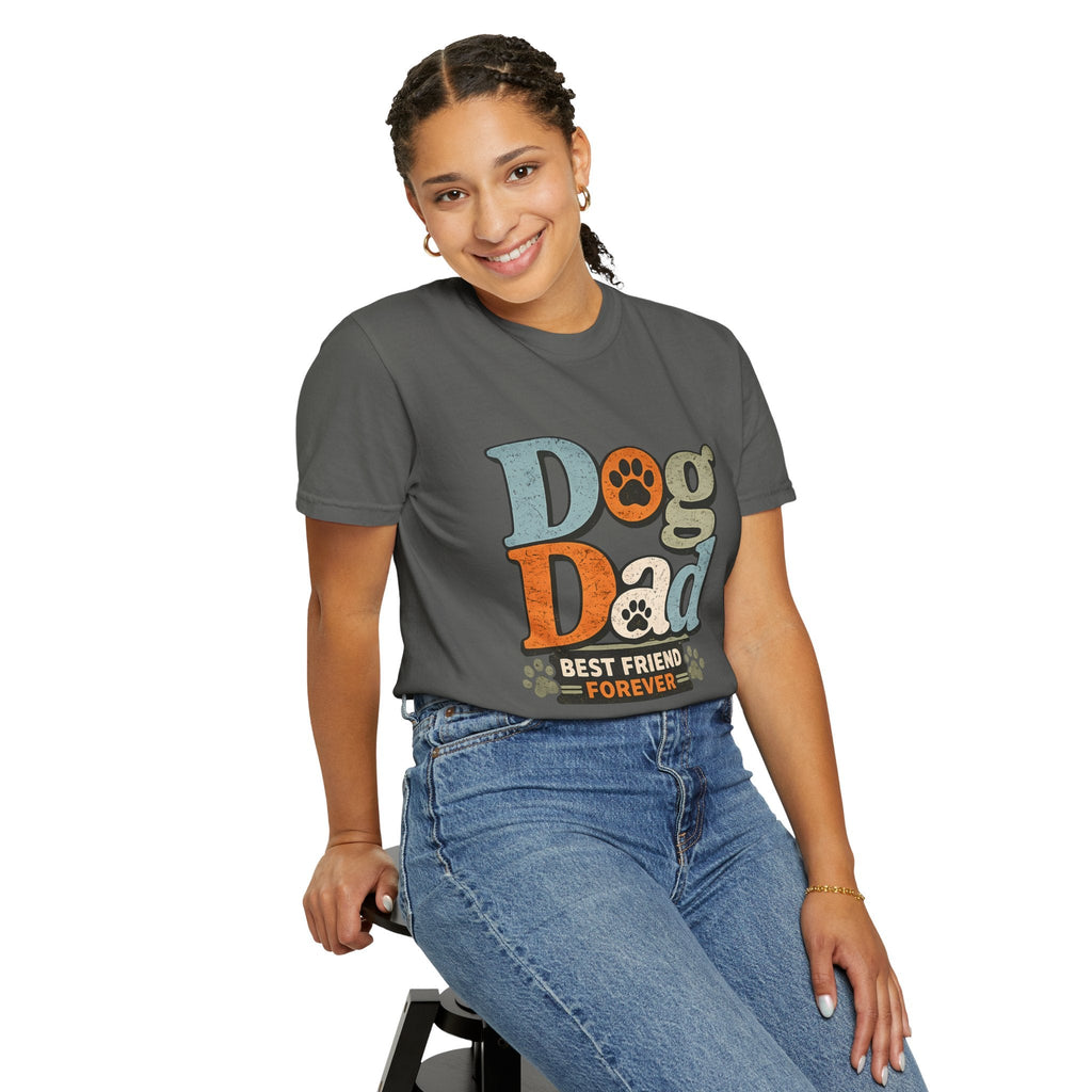 Dog Dad T-Shirt — "Best Friend Forever" Vintage Paw Print Tee Printify