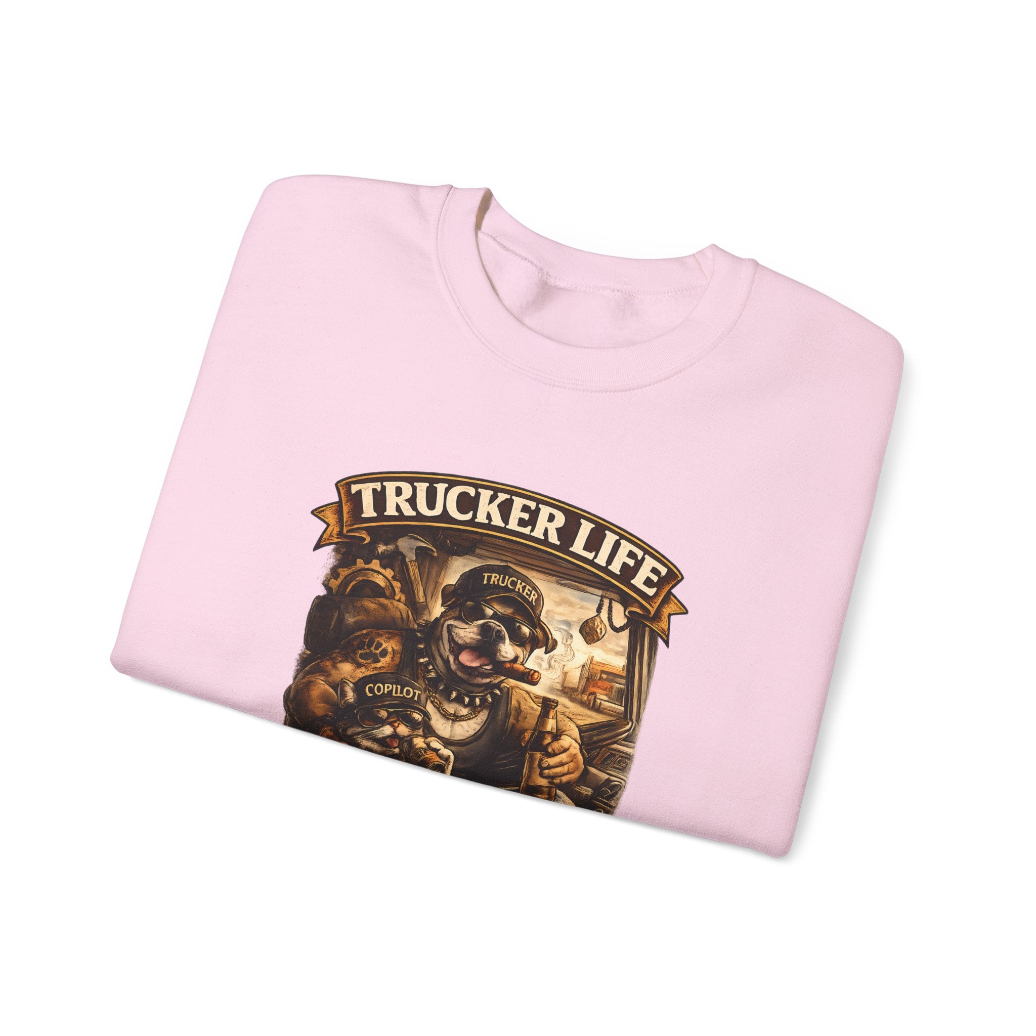 Trucker Life Crewneck Sweatshirt – "Love My Freedom" Vintage Trucker Graphic