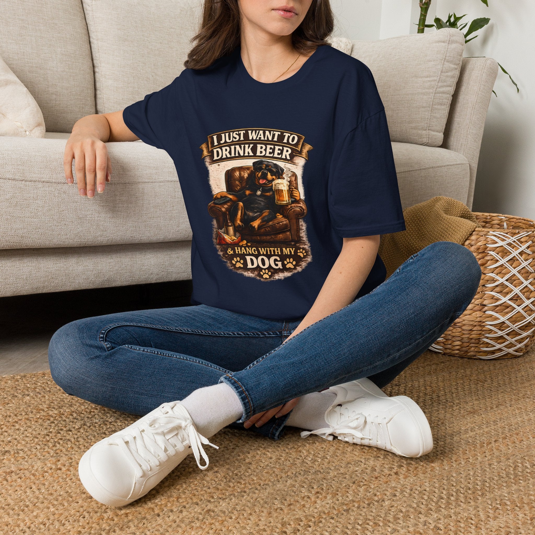 Beer & Dog T-Shirt — "I Just Want to Drink Beer & Hang With My Dog" Graphic Tee
