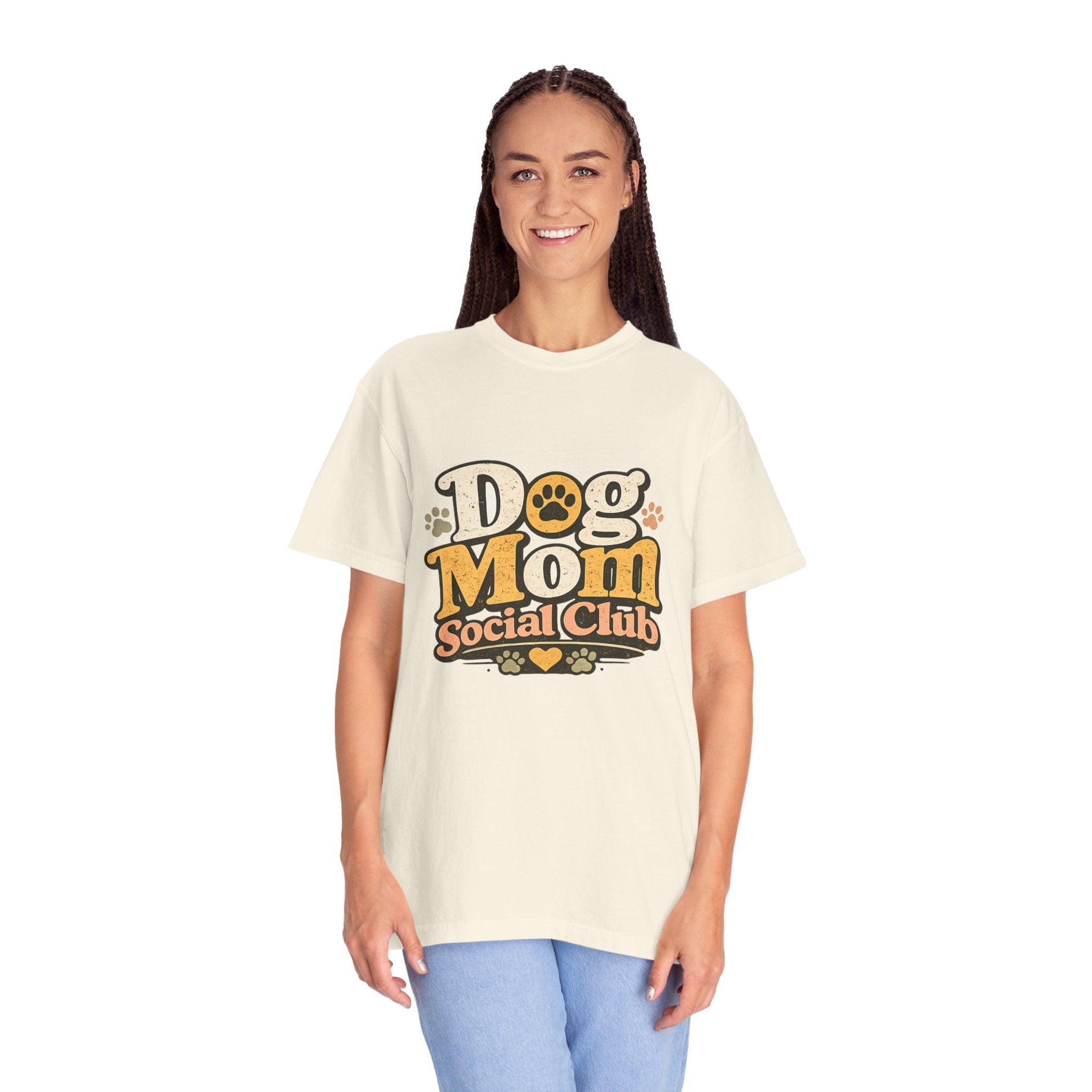 Dog Mom Social Club T-Shirt — Cute Paw Print Graphic Tee for Dog Lovers Printify