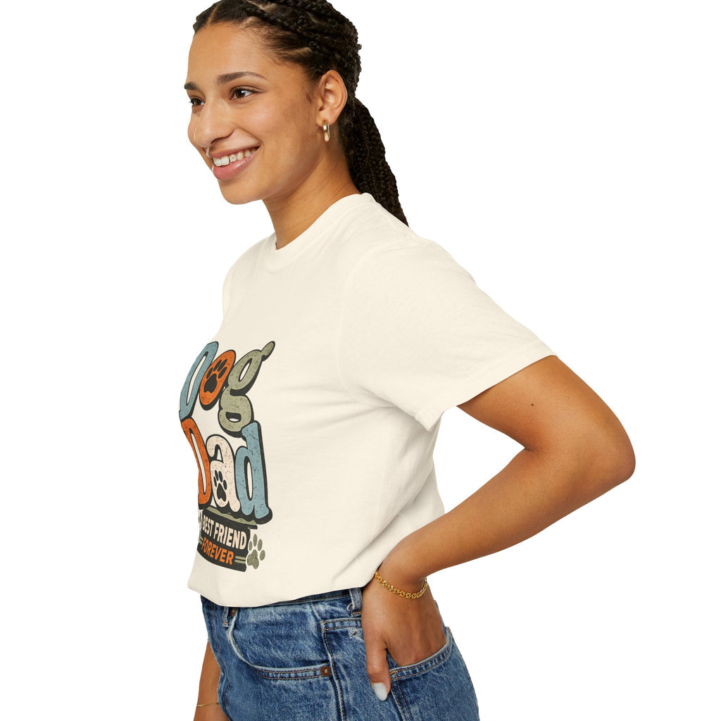 Dog Dad T-Shirt — "Best Friend Forever" Vintage Paw Print Tee Printify