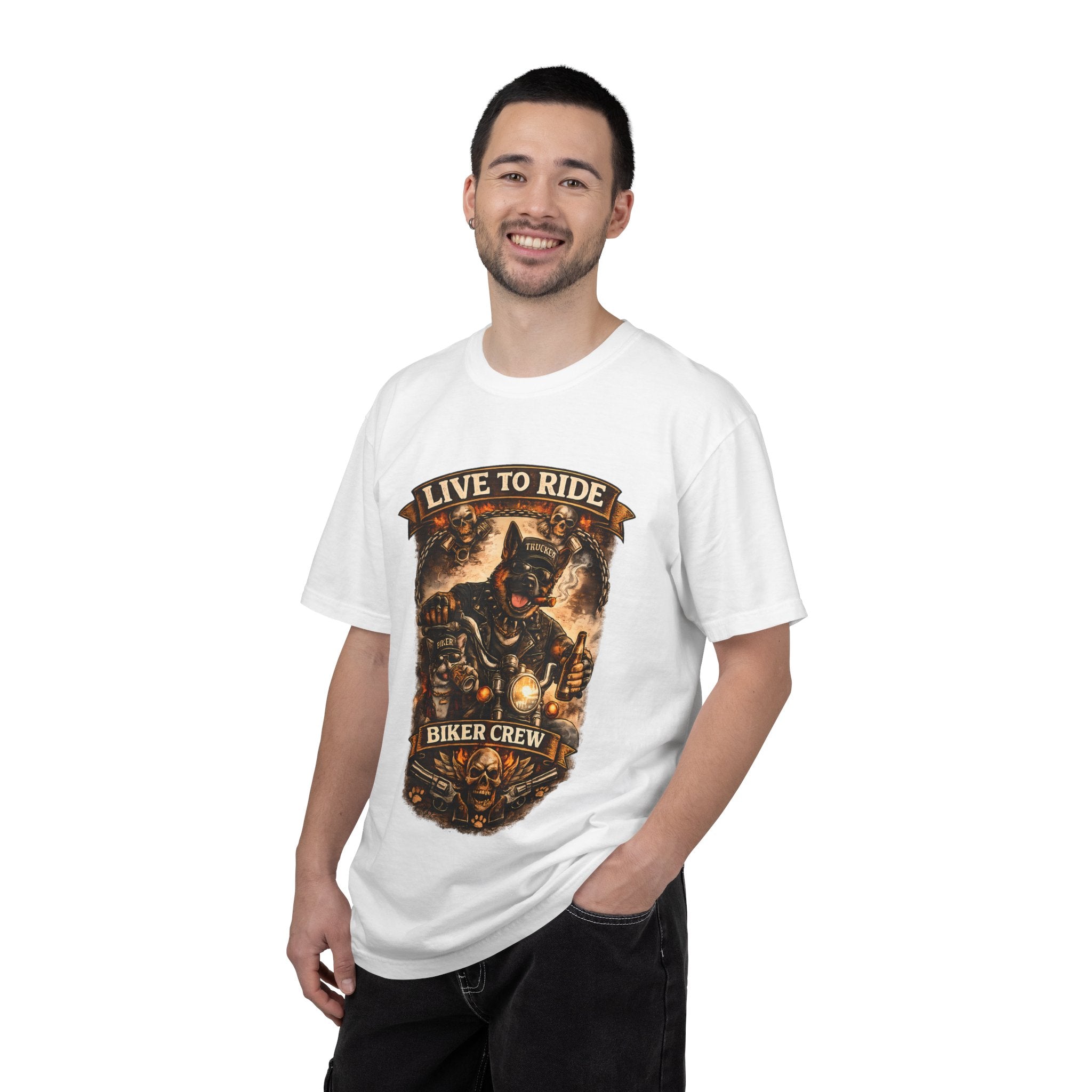 Live to Ride Biker Crew T-Shirt - Motorcycle Club Graphic Tee