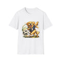 Golden Retriever Soccer T-Shirt — Cute Dog Playing Soccer Graphic Tee Printify