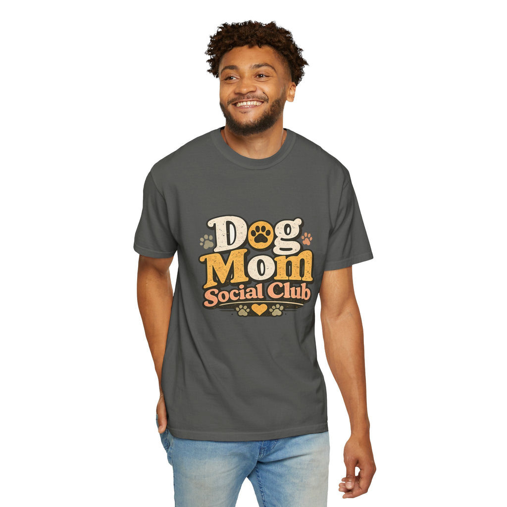 Dog Mom Social Club T-Shirt — Cute Paw Print Graphic Tee for Dog Lovers Printify