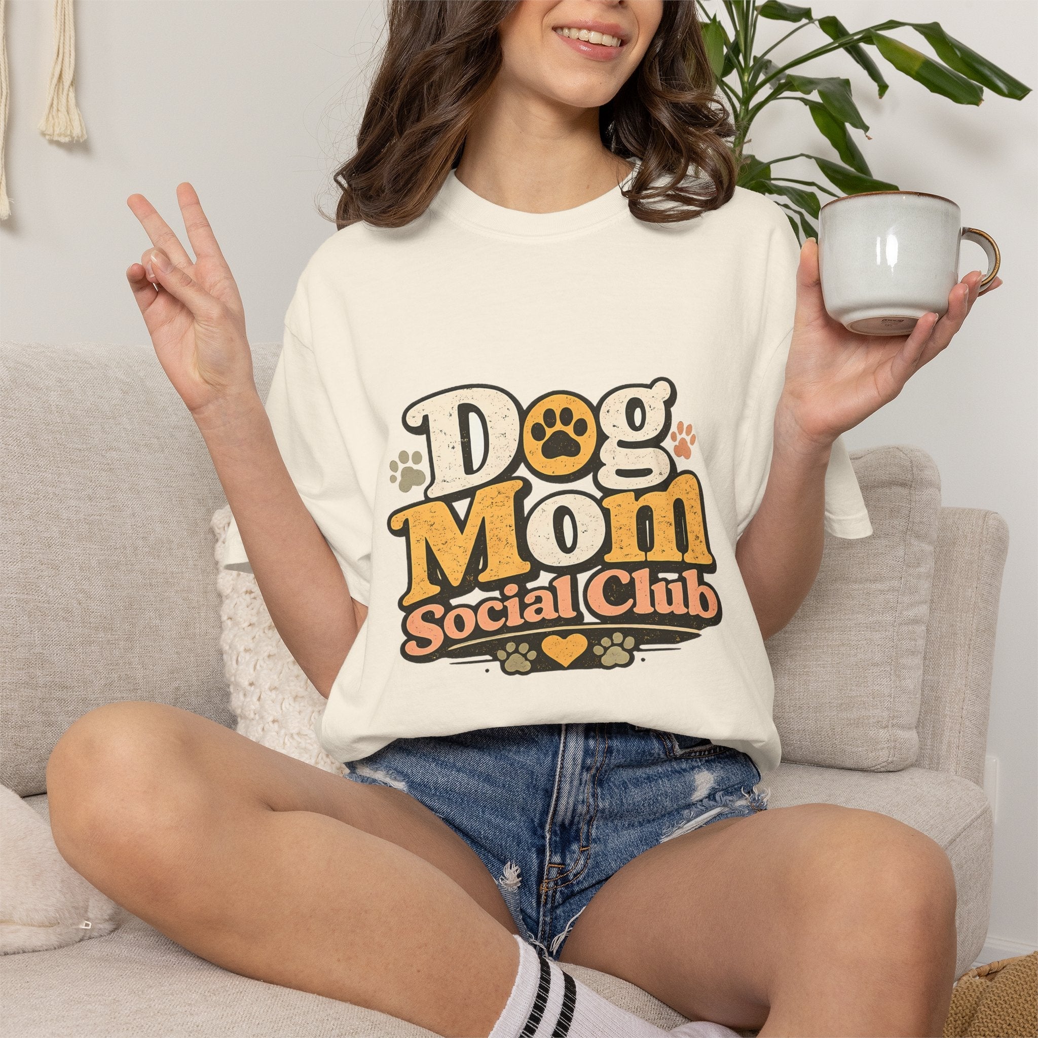 Dog Mom Social Club T-Shirt — Cute Paw Print Graphic Tee for Dog Lovers Printify