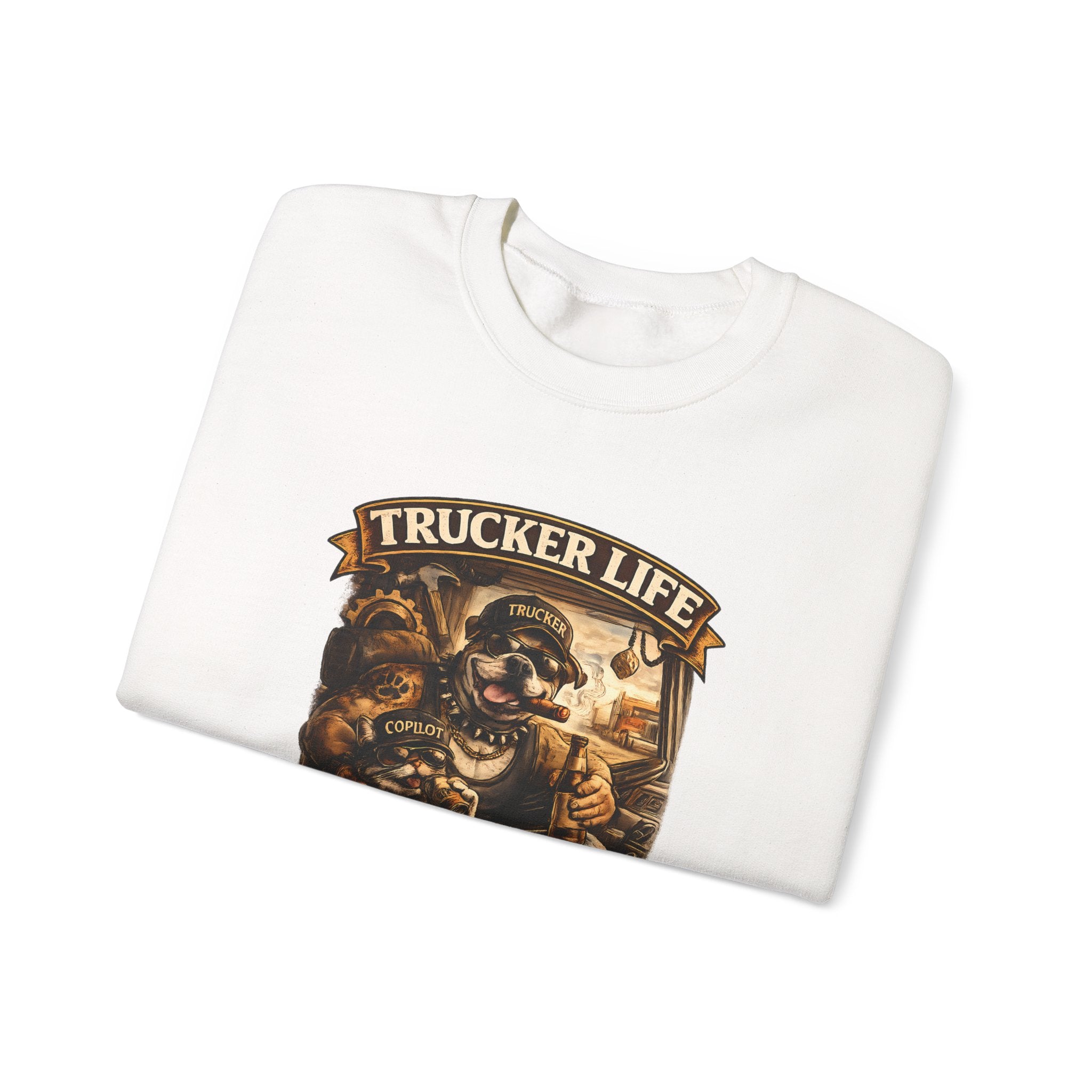 Trucker Life Crewneck Sweatshirt – "Love My Freedom" Vintage Trucker Graphic