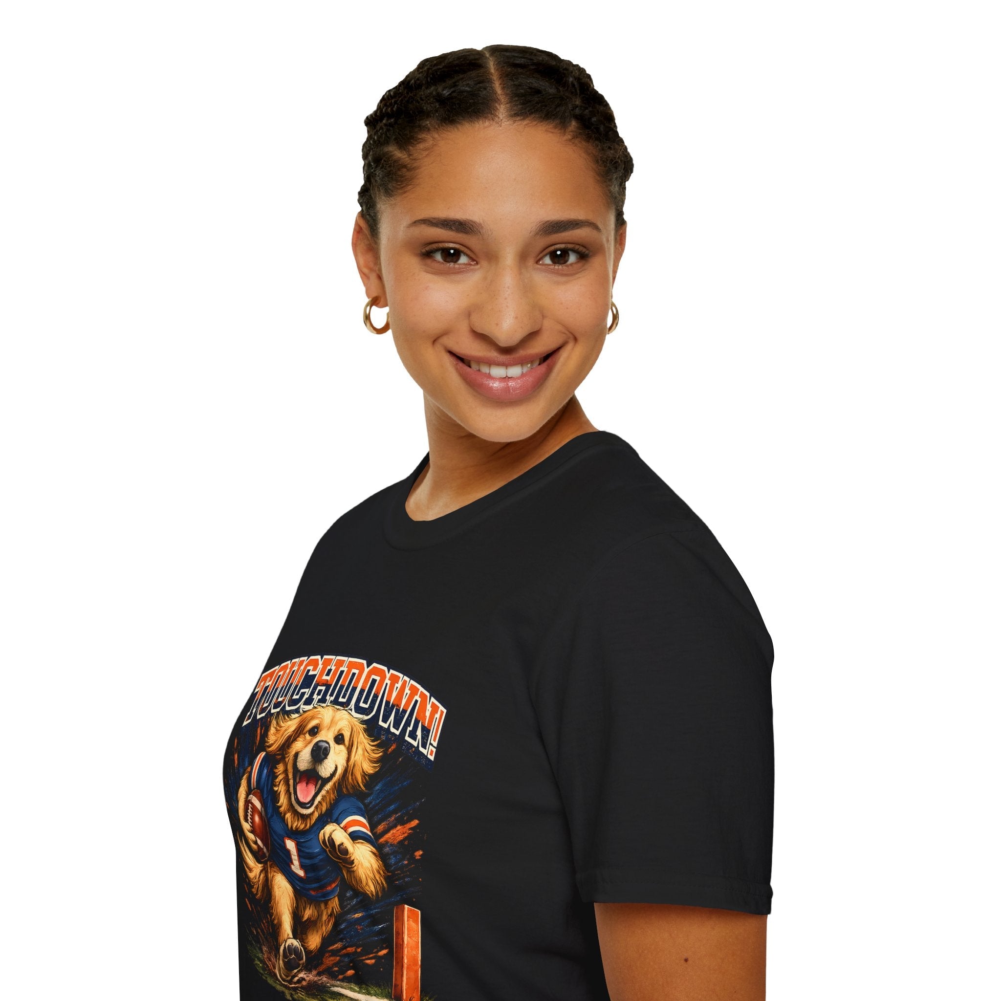 Touchdown! Golden Retriever Football T-Shirt Printify