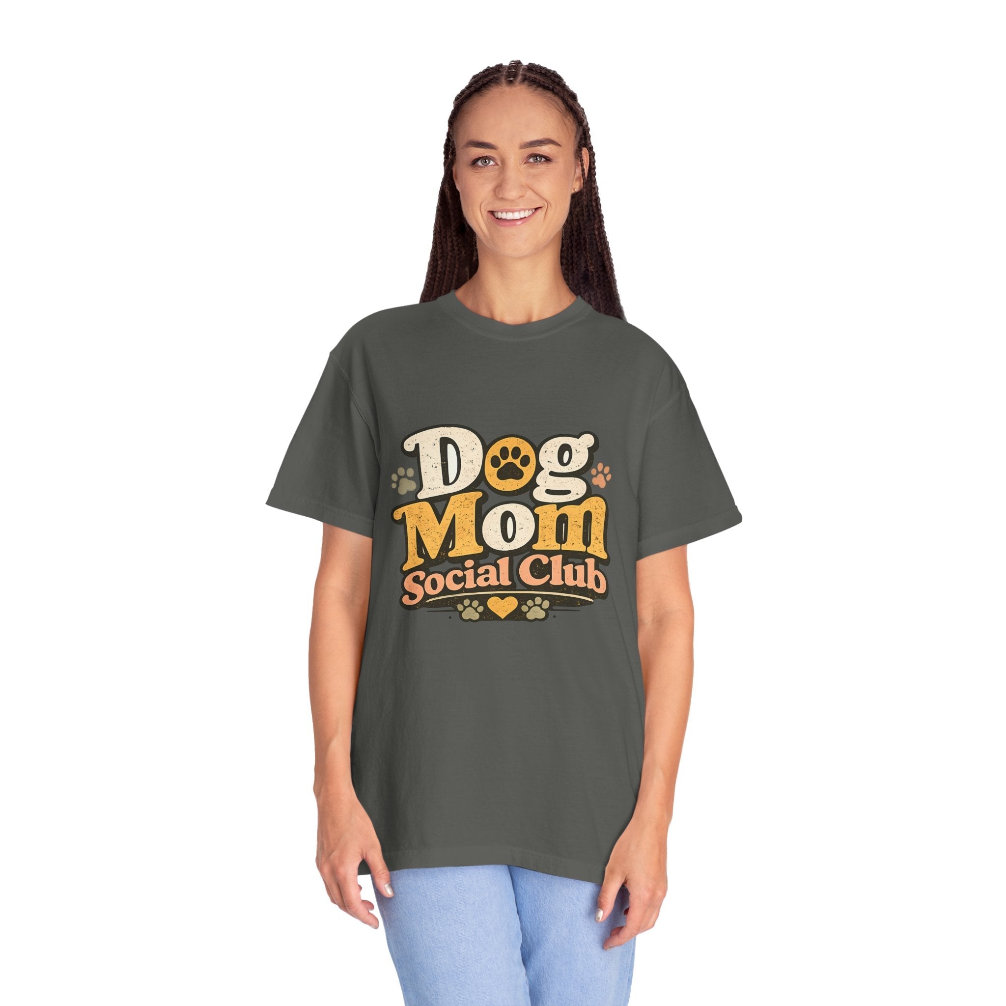Dog Mom Social Club T-Shirt — Cute Paw Print Graphic Tee for Dog Lovers Printify