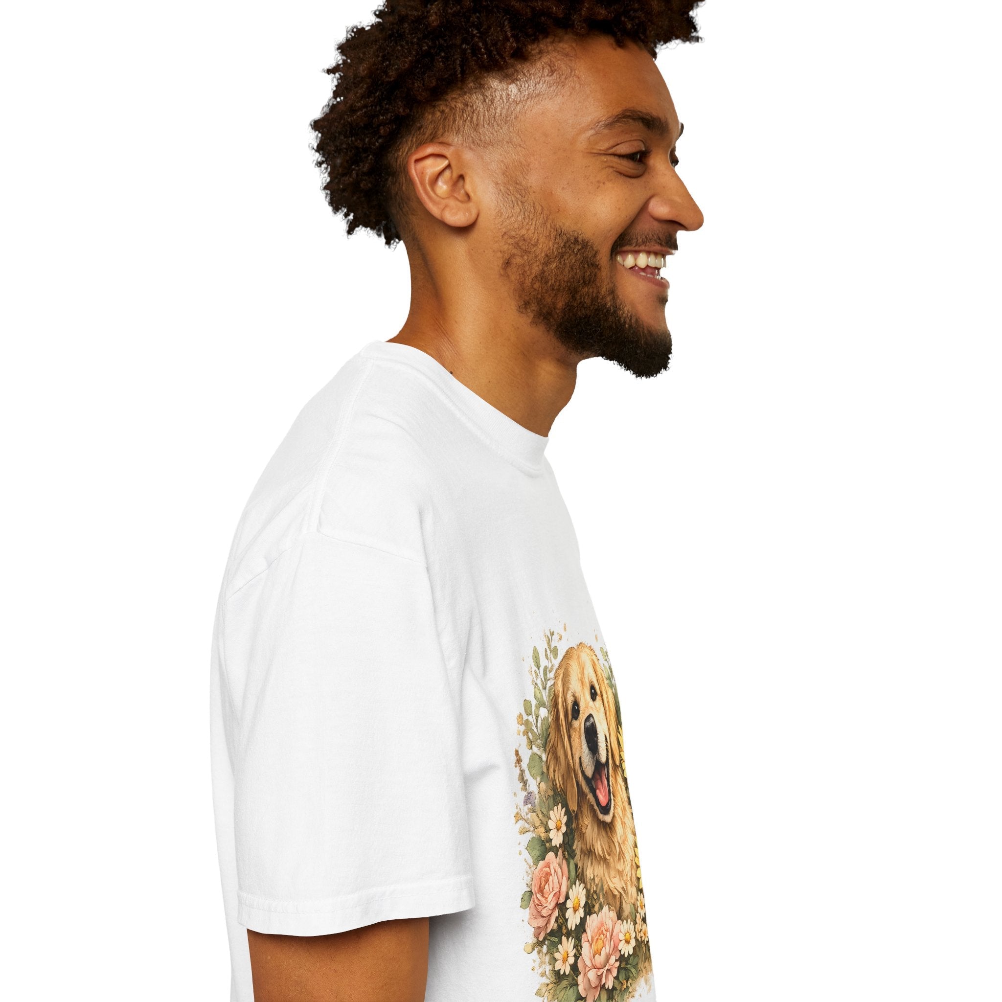 Golden Retriever Sunflower T-Shirt — Happy Dog Floral Tee Printify