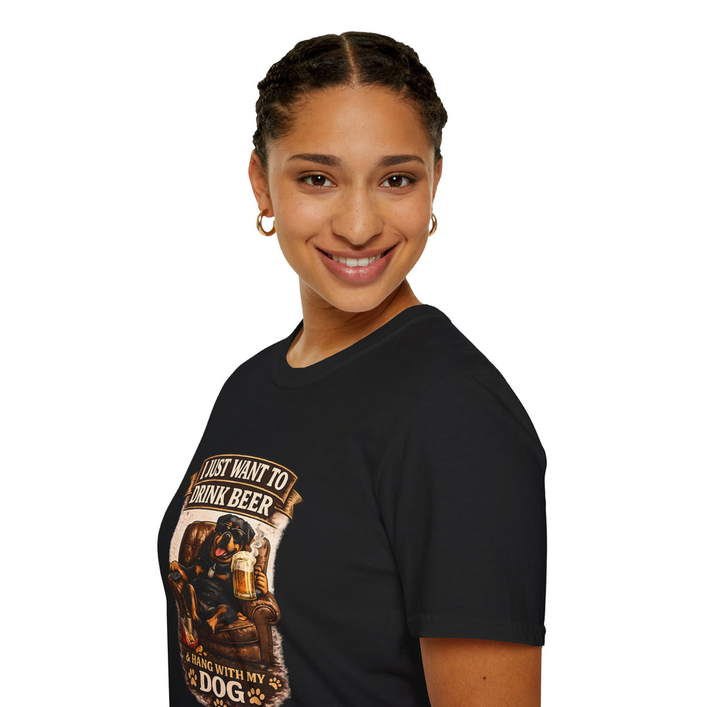 Beer & Dog T-Shirt — "I Just Want to Drink Beer & Hang With My Dog" Graphic Tee