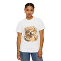 Golden Retriever Floral Crown T-Shirt — Cute Dog Tee for Pet Lovers Printify