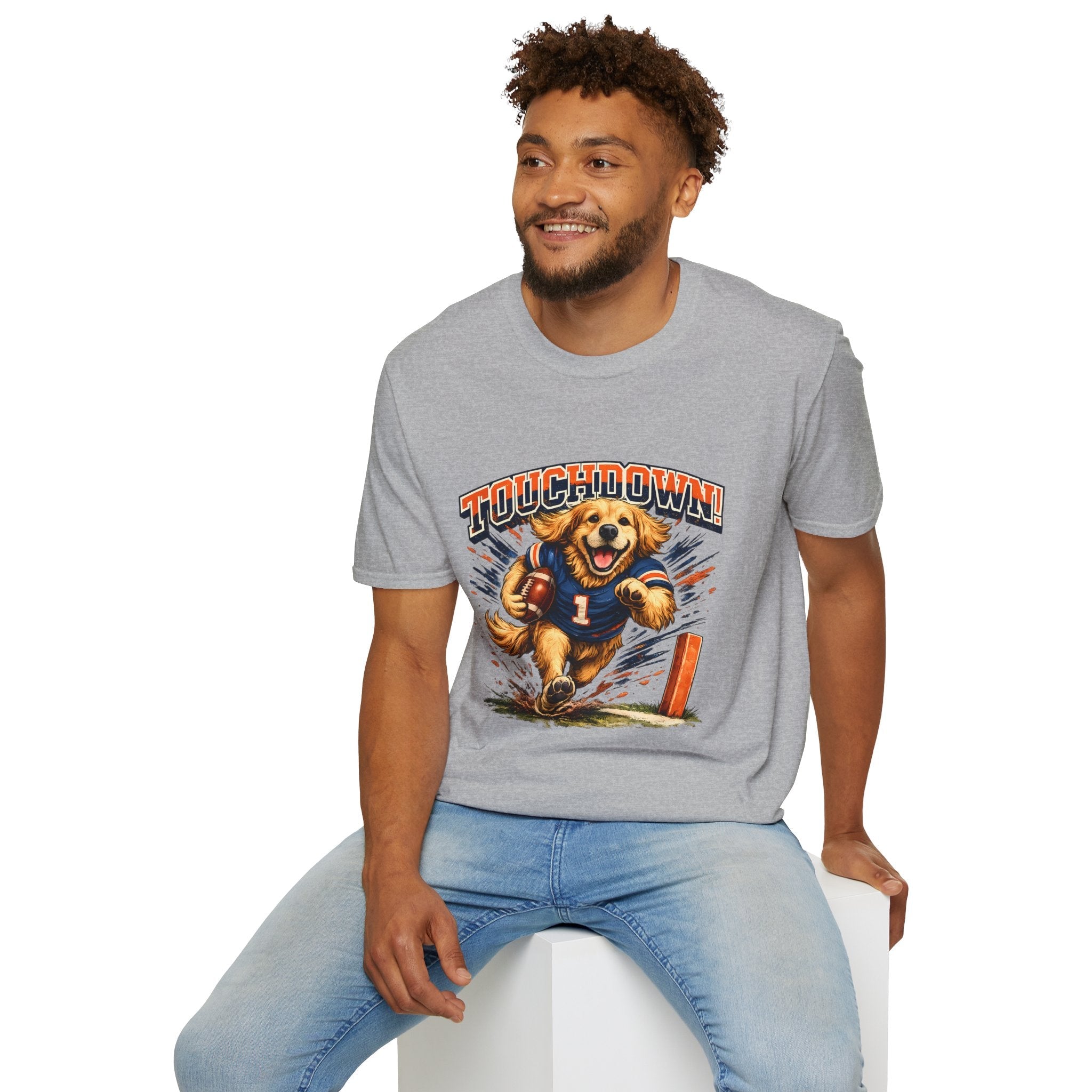 Touchdown! Golden Retriever Football T-Shirt Printify