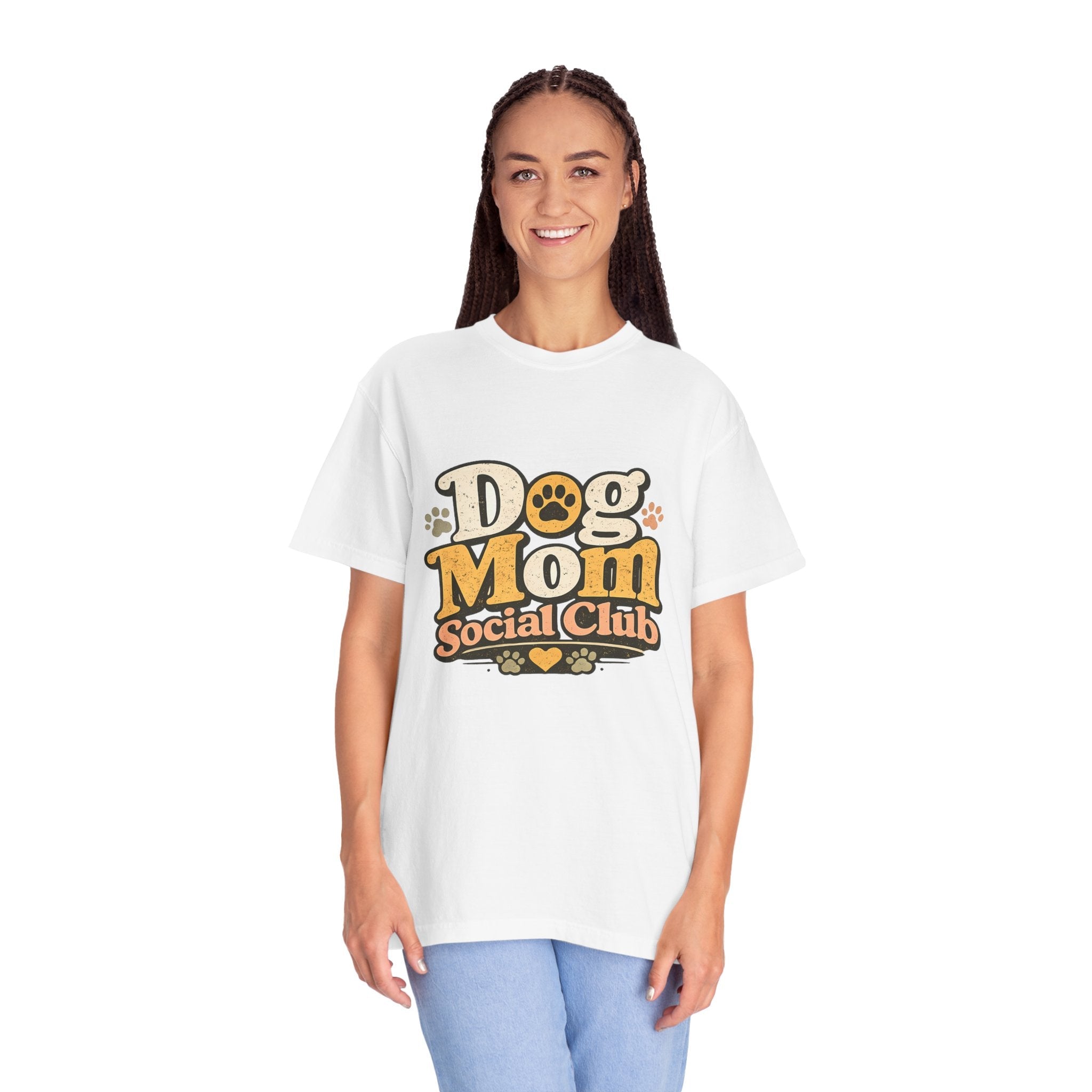 Dog Mom Social Club T-Shirt — Cute Paw Print Graphic Tee for Dog Lovers Printify