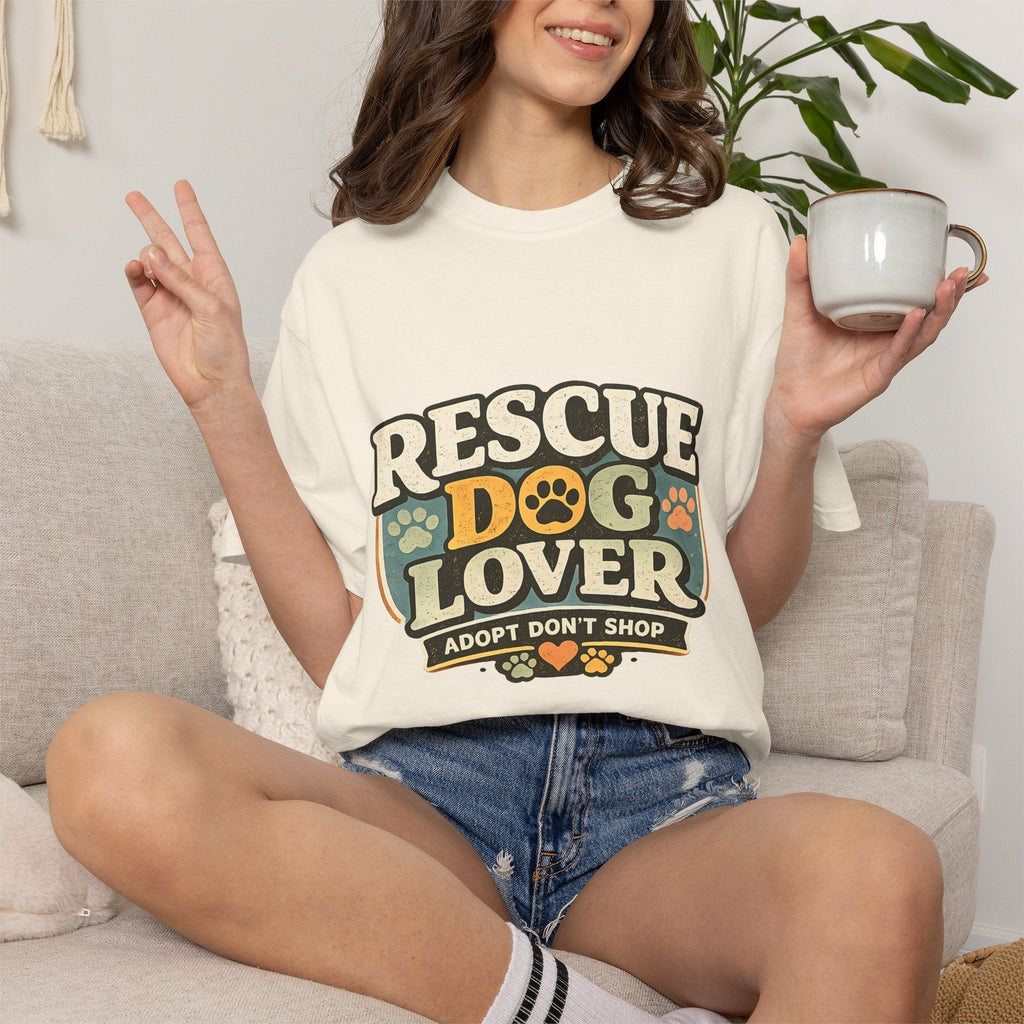 Rescue Dog Lover T-Shirt — "Adopt Don't Shop" Paw Print Tee Printify
