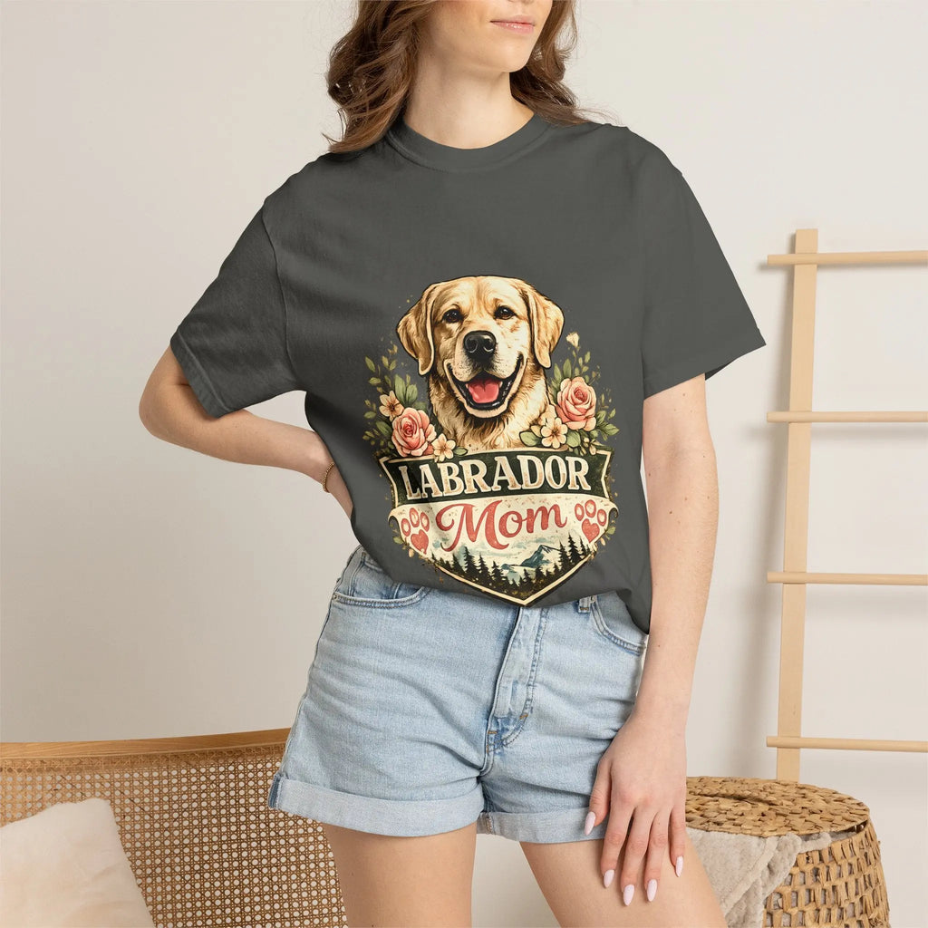 Labrador Mom T-Shirt — Floral Retriever Graphic Tee for Dog Lovers