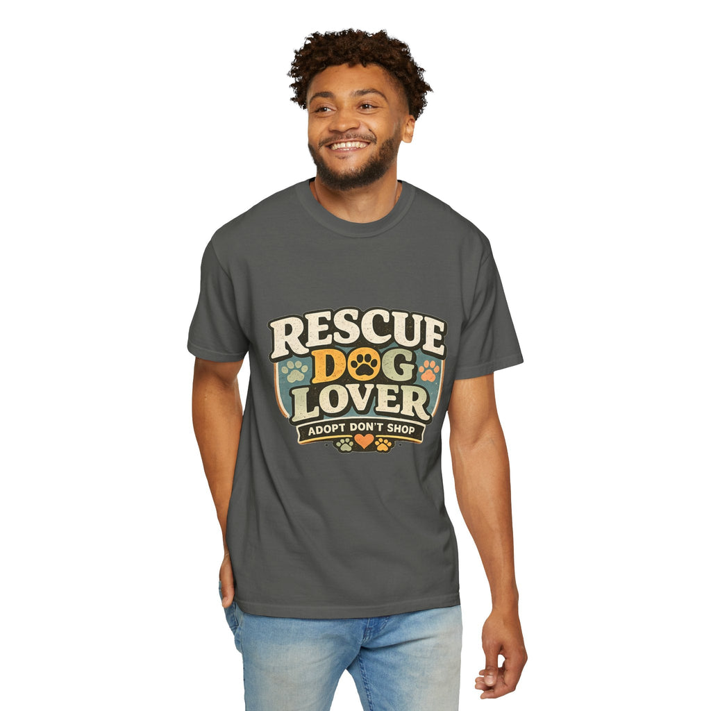 Rescue Dog Lover T-Shirt — "Adopt Don't Shop" Paw Print Tee Printify