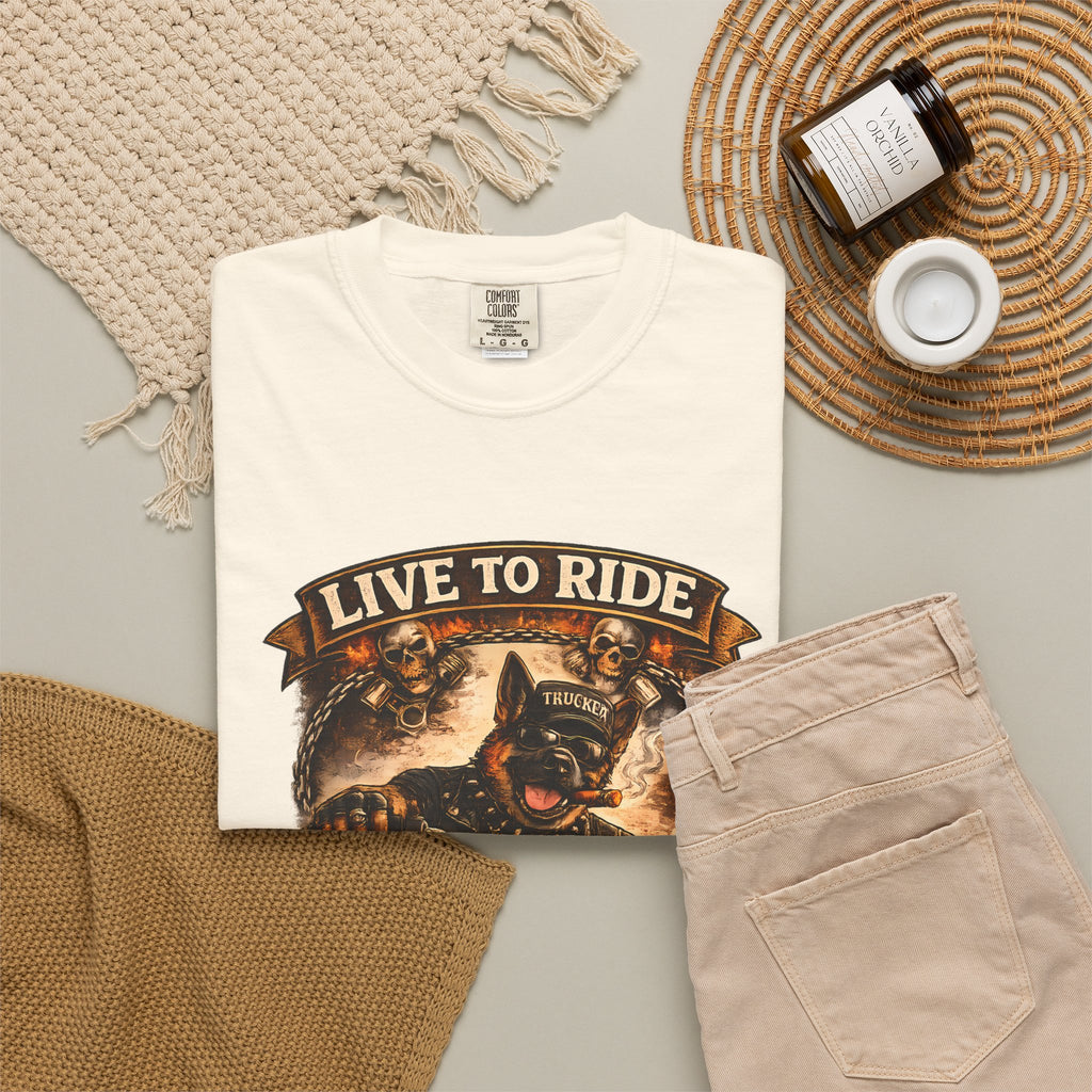 Live to Ride Biker Crew T-Shirt - Motorcycle Club Graphic Tee