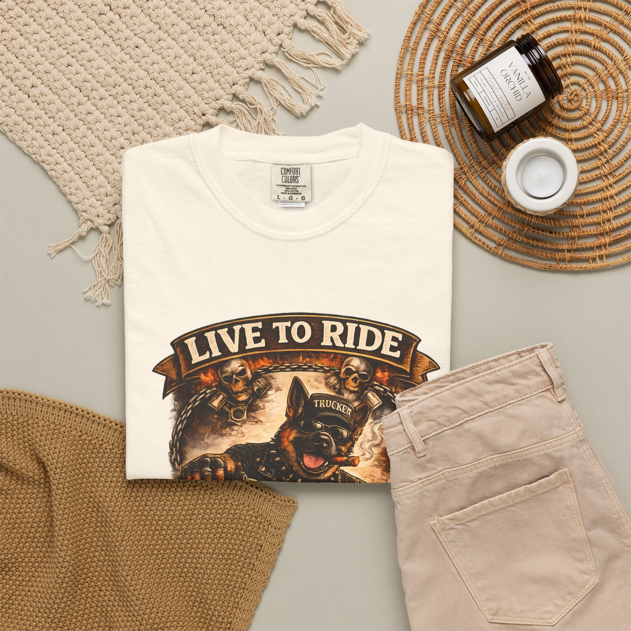 Live to Ride Biker Crew T-Shirt - Motorcycle Club Graphic Tee