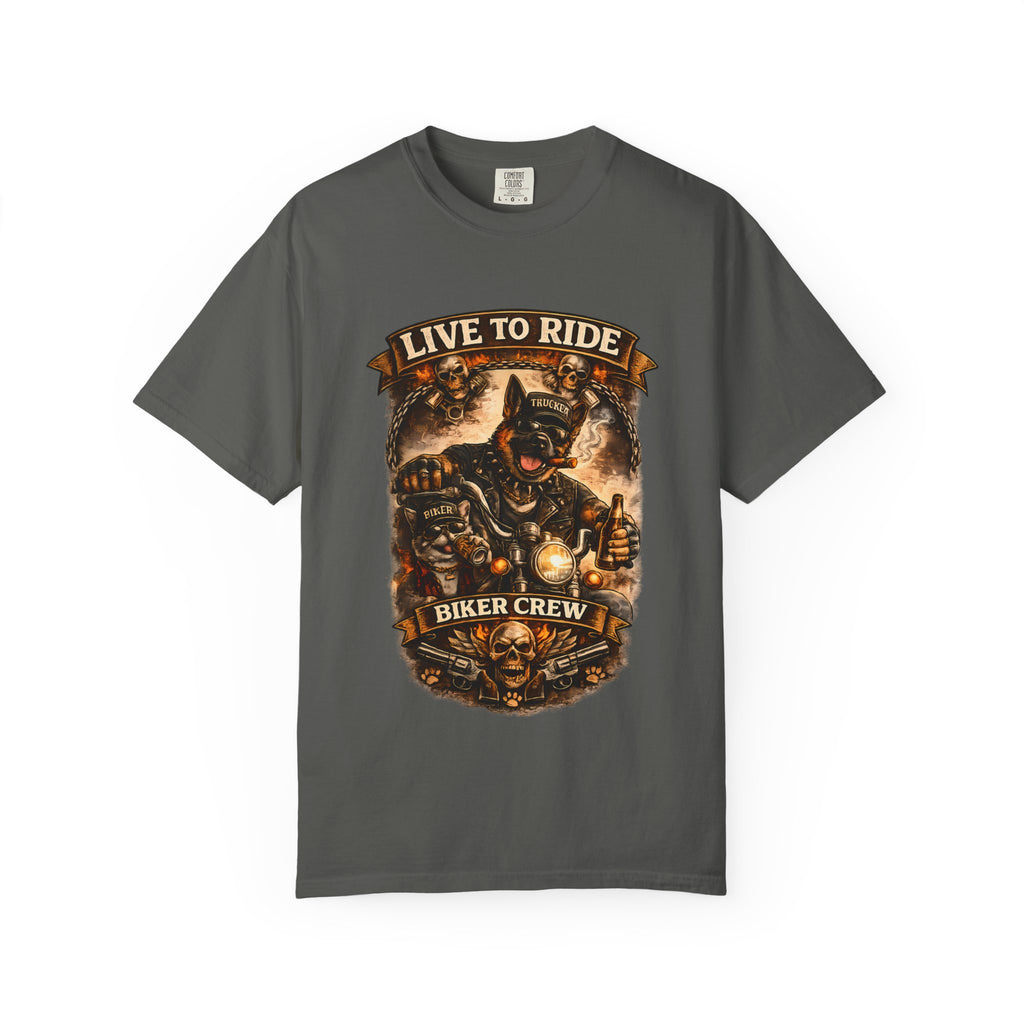 Live to Ride Biker Crew T-Shirt - Motorcycle Club Graphic Tee