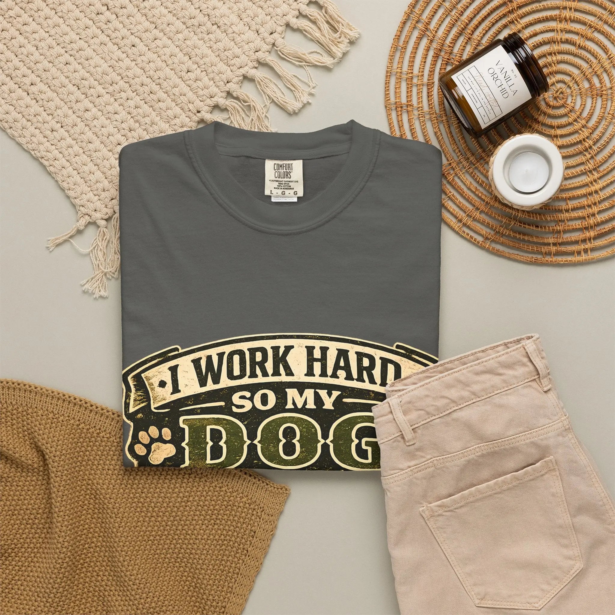 Dog Lover T-Shirt — "I Work Hard So My Dog Can Live Better" Graphic Tee