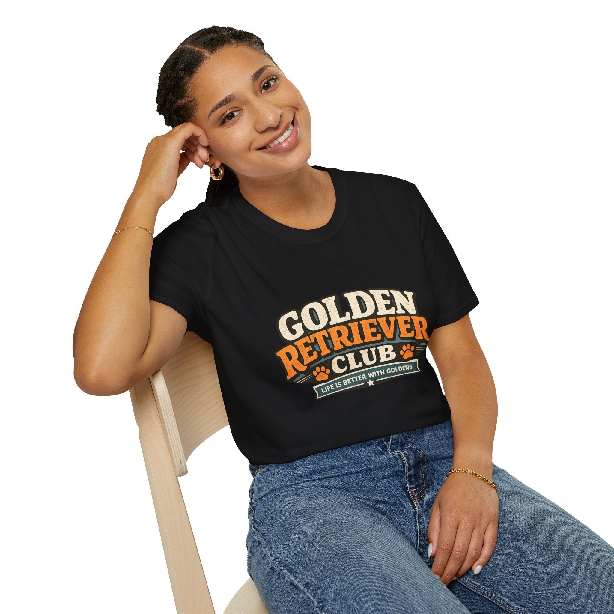 Golden Retriever Club T-Shirt — Retro Paw Print Dog Lover Tee Printify
