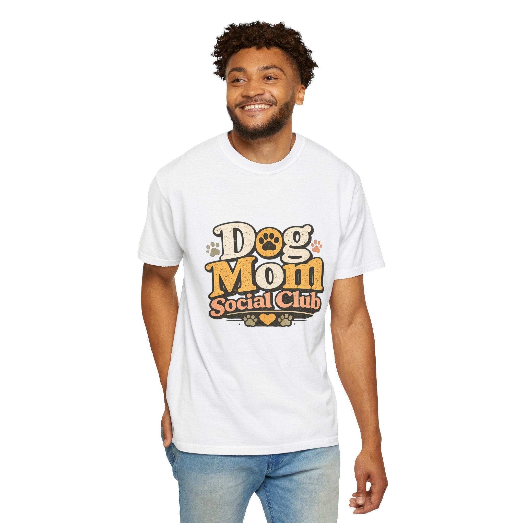 Dog Mom Social Club T-Shirt — Cute Paw Print Graphic Tee for Dog Lovers Printify