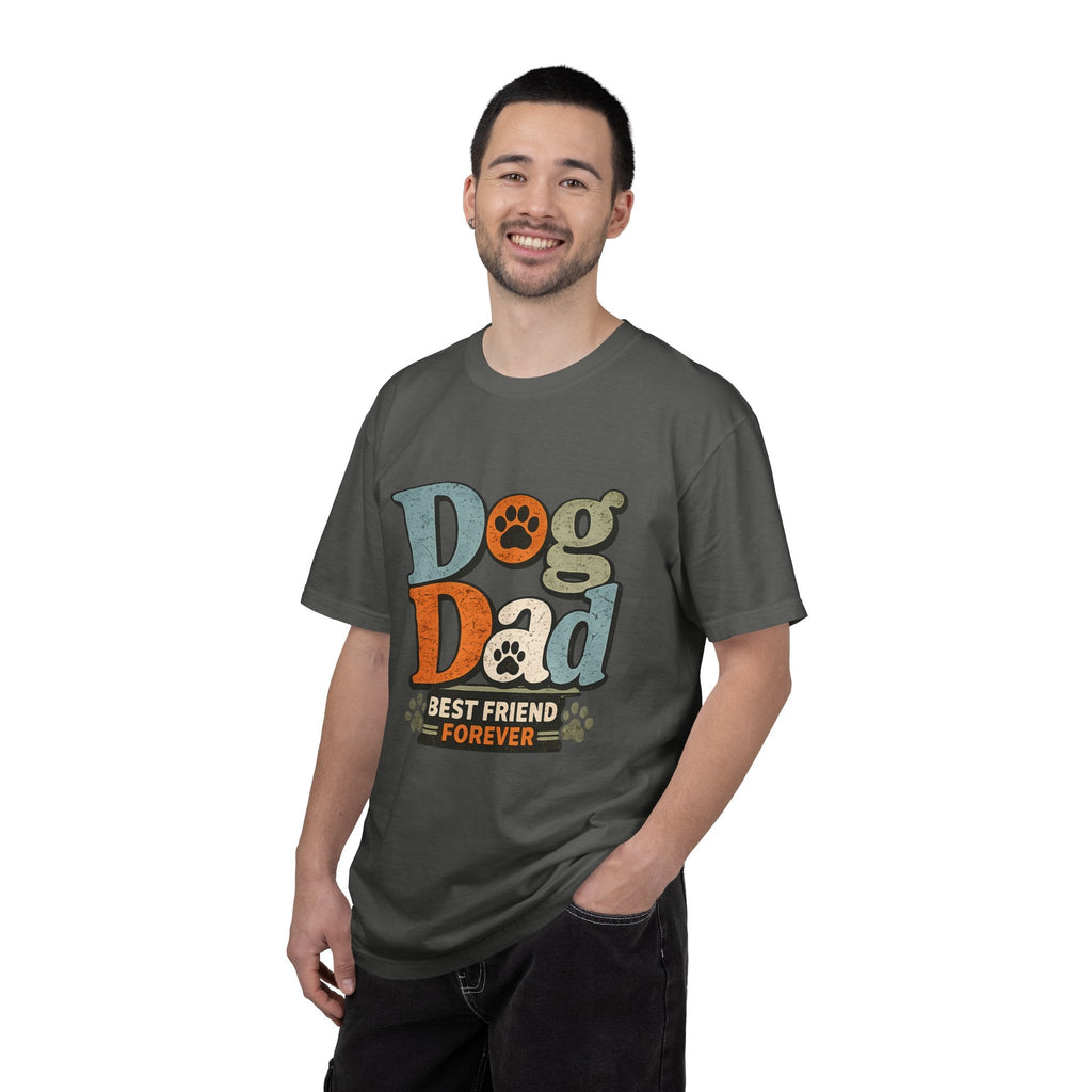 Dog Dad T-Shirt — "Best Friend Forever" Vintage Paw Print Tee Printify