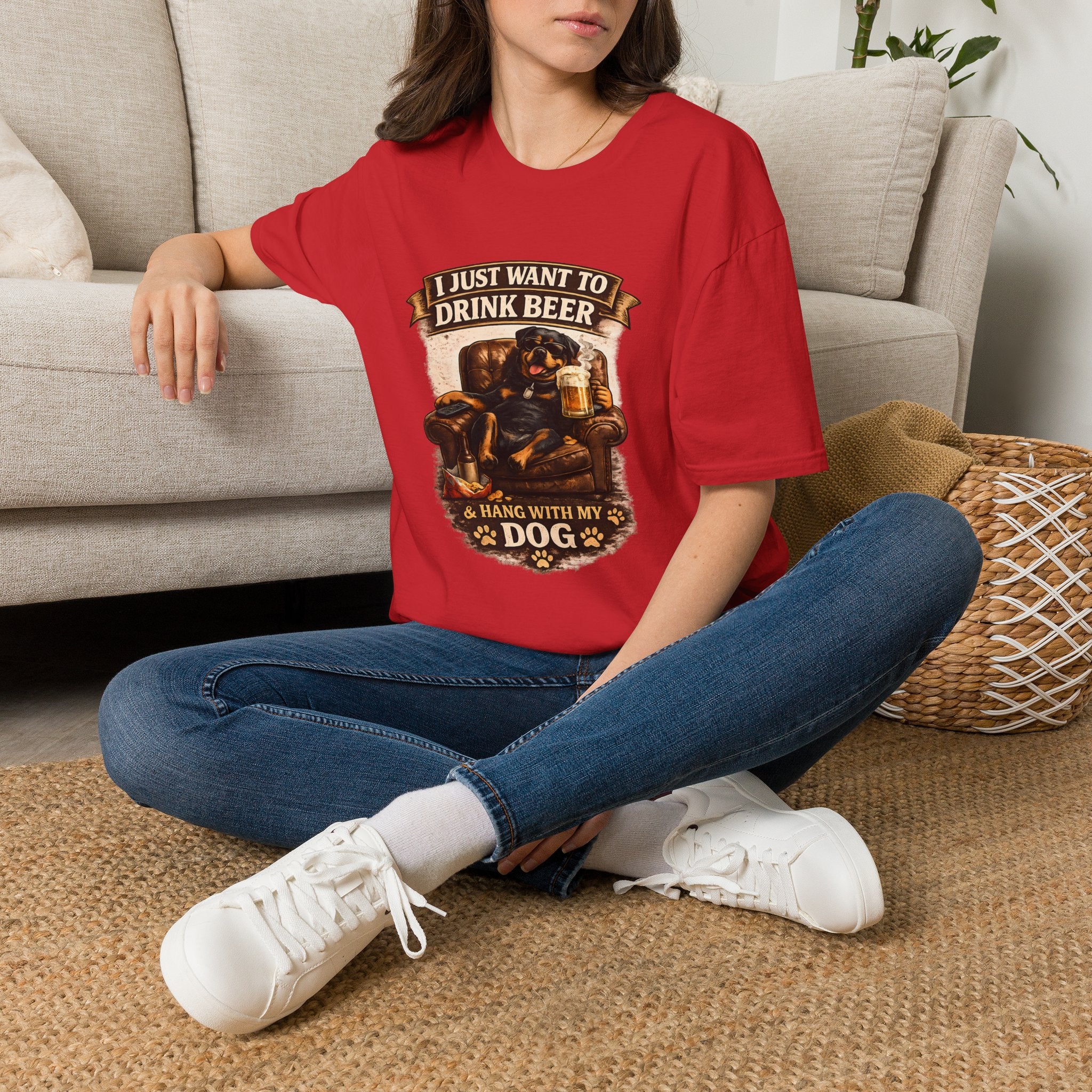 Beer & Dog T-Shirt — "I Just Want to Drink Beer & Hang With My Dog" Graphic Tee