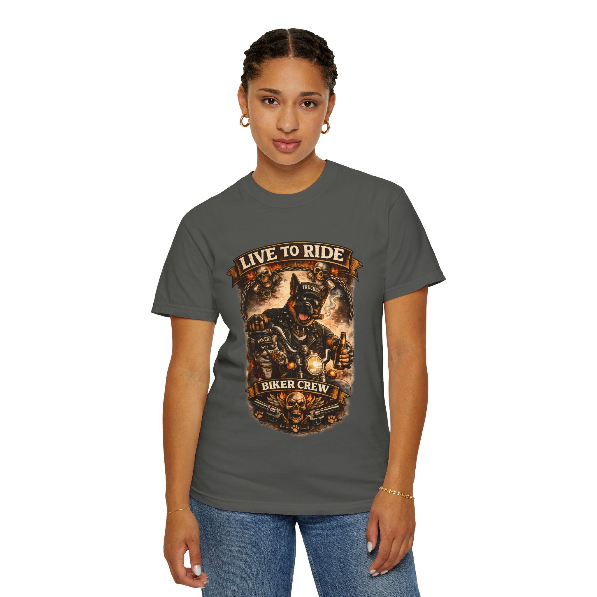 Live to Ride Biker Crew T-Shirt - Motorcycle Club Graphic Tee