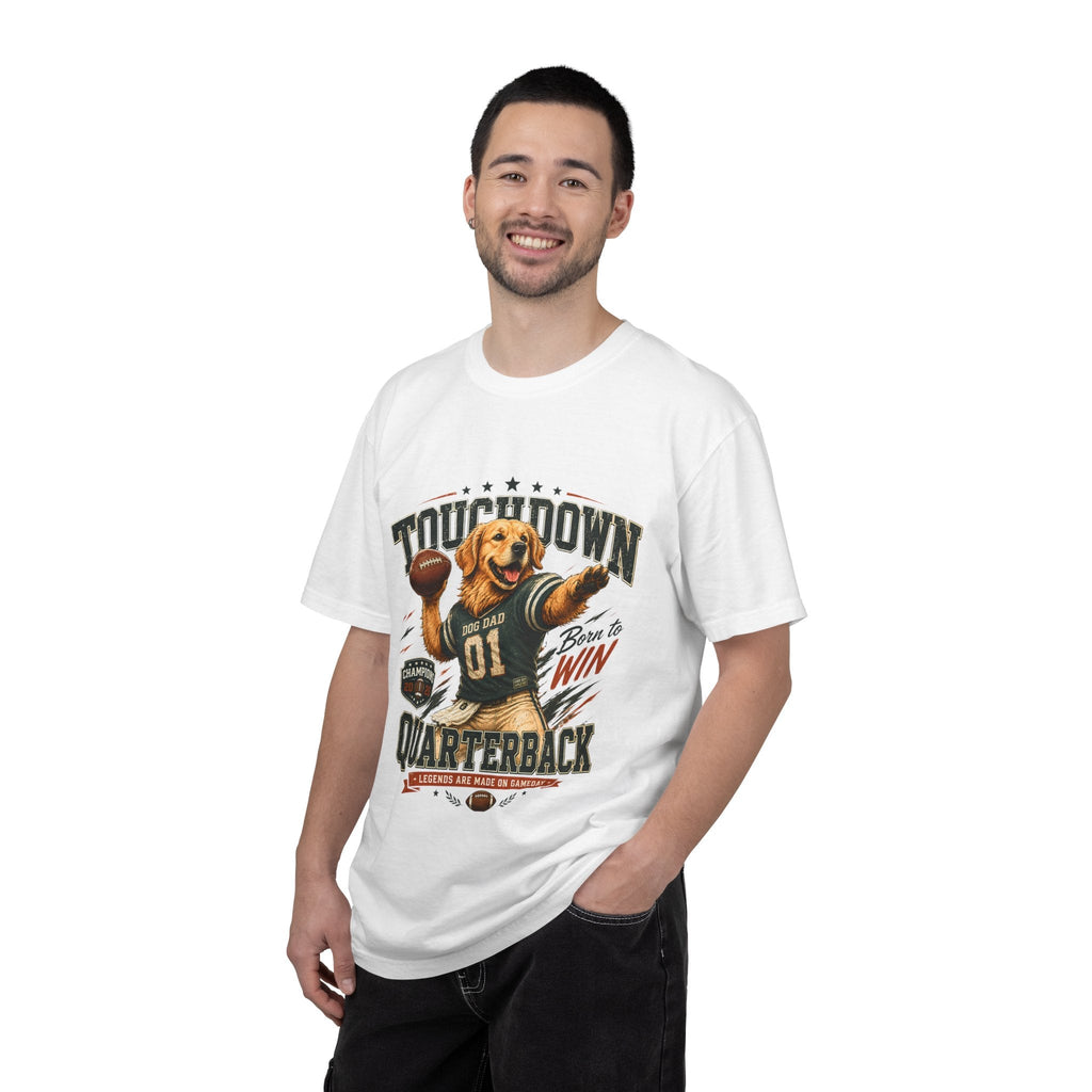 Touchdown Quarterback T-Shirt — Cute Golden Retriever Football Tee (Born to Win) Printify