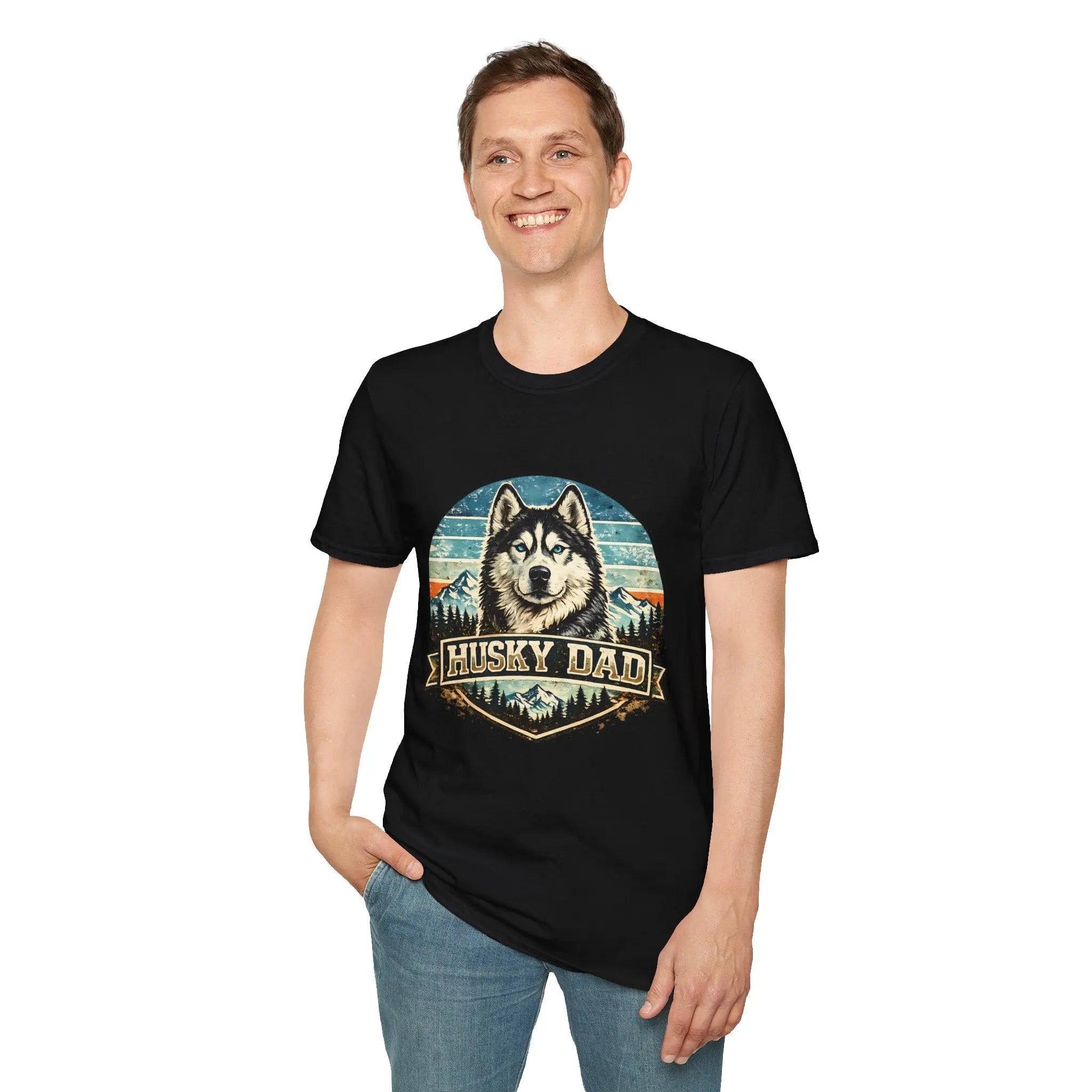 Husky Dad T-Shirt — Retro Siberian Husky Graphic Tee for Dog Lovers