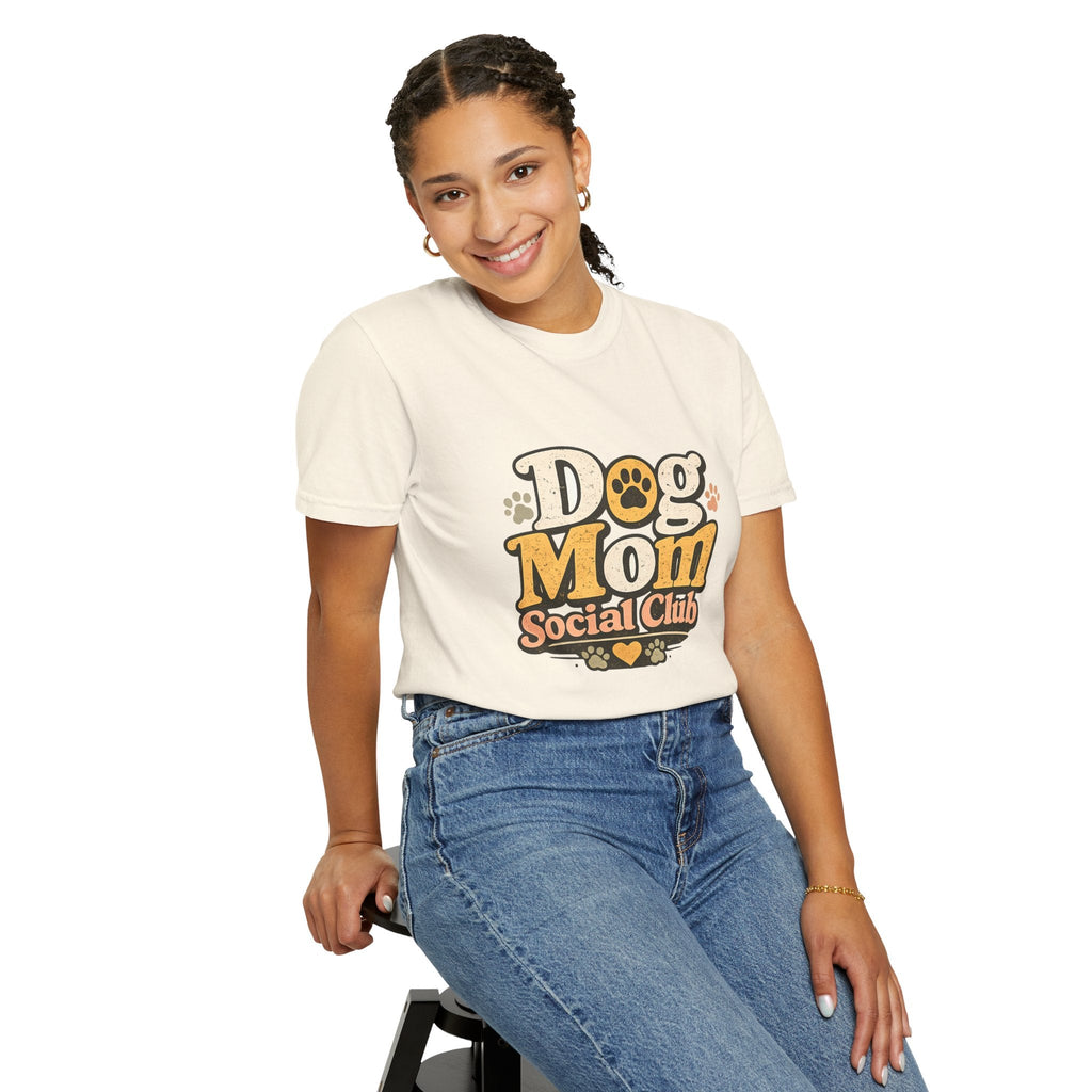 Dog Mom Social Club T-Shirt — Cute Paw Print Graphic Tee for Dog Lovers Printify