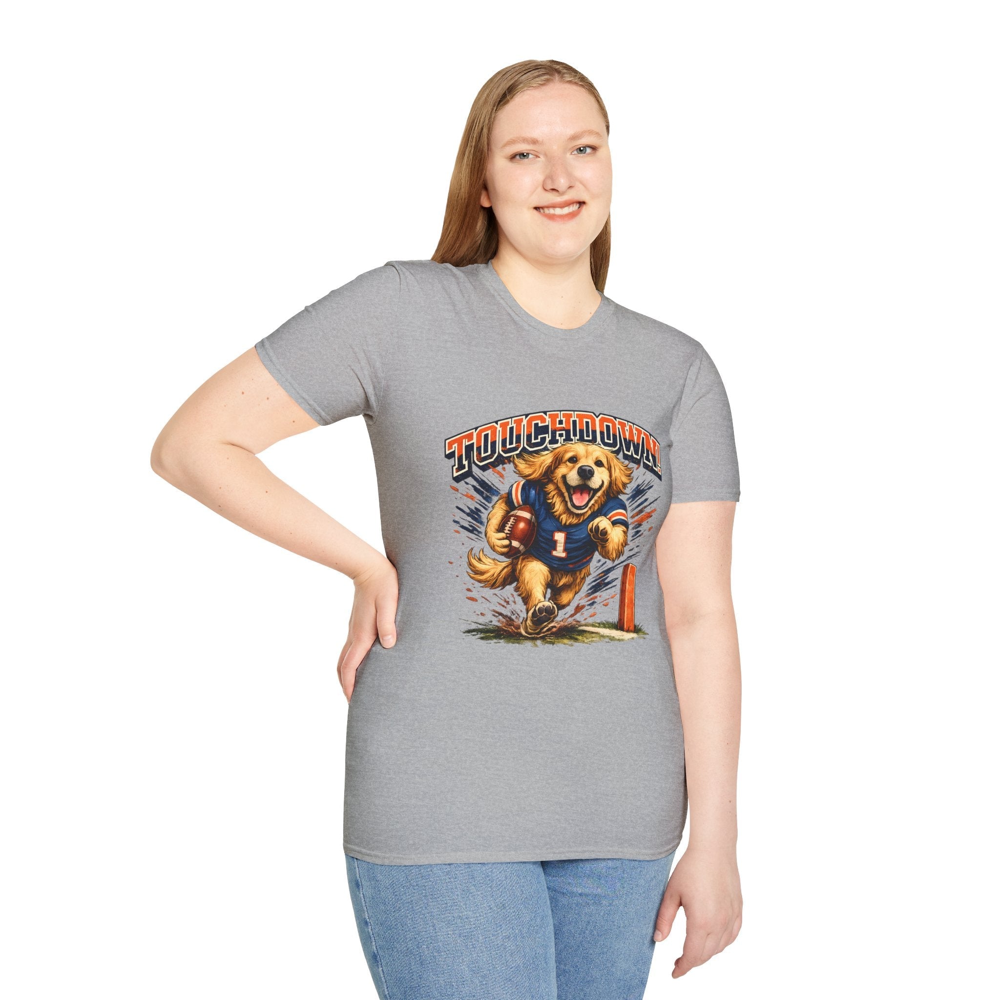 Touchdown! Golden Retriever Football T-Shirt Printify