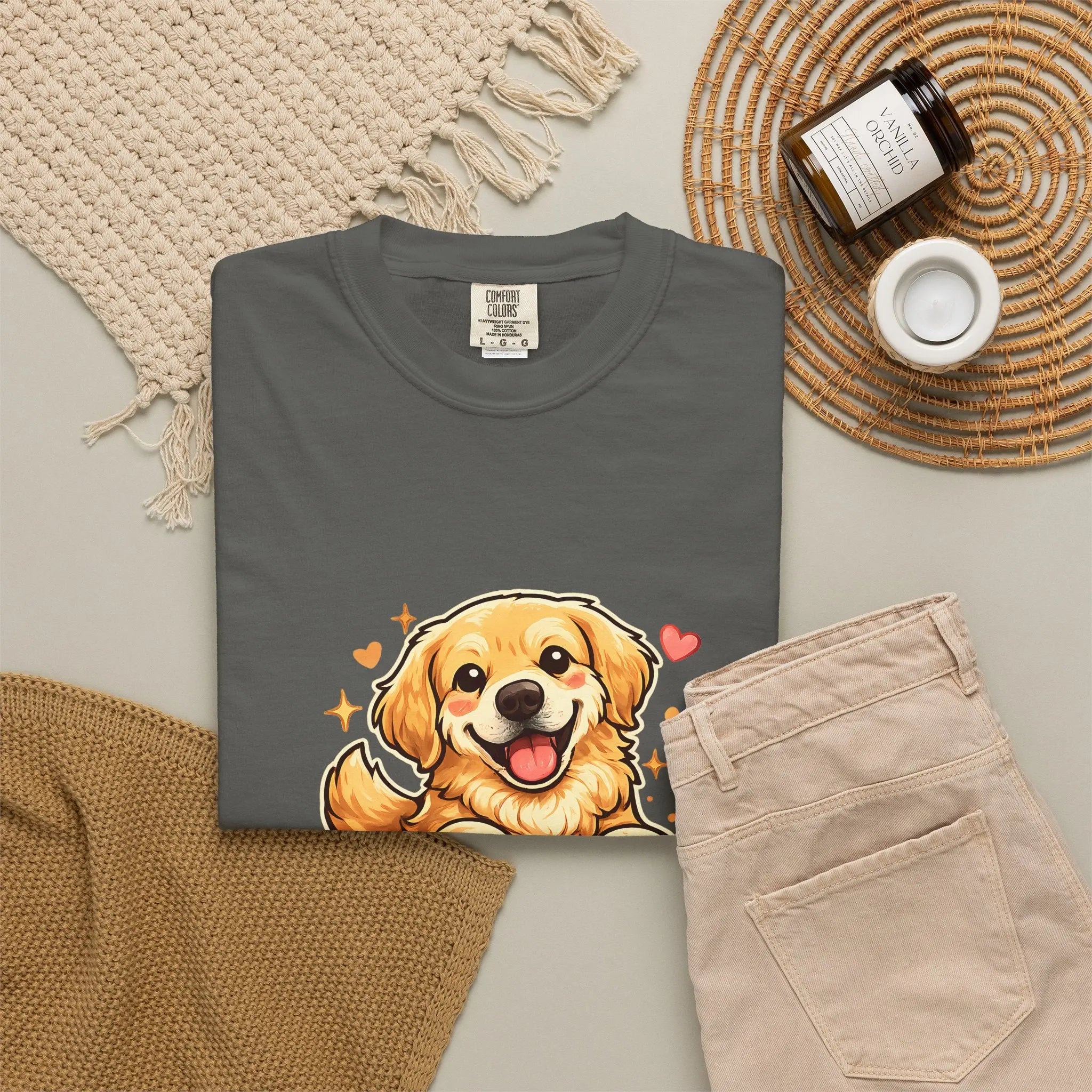 Dog Lover T-Shirt - "Easily Distracted By Dogs" Cute Golden Retriever Tee