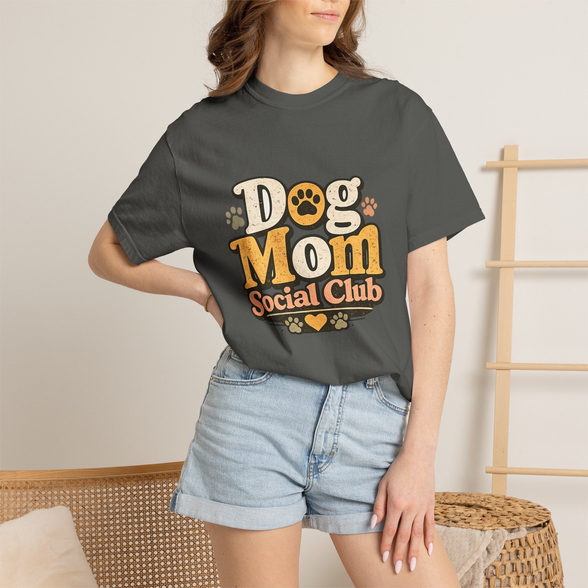 Dog Mom Social Club T-Shirt — Cute Paw Print Graphic Tee for Dog Lovers Printify
