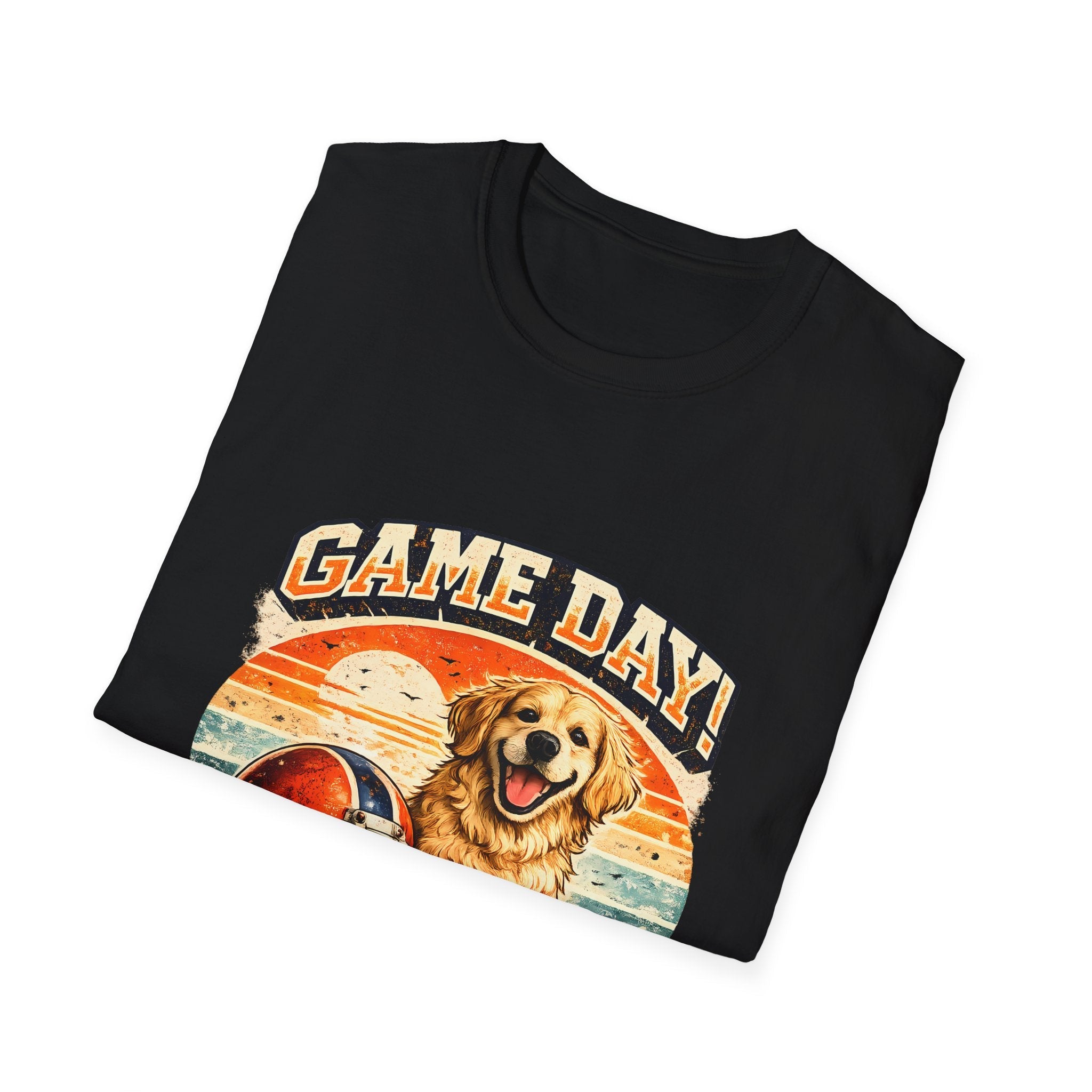 Game Day T-Shirt — Retro Golden Retriever Football Tee Printify
