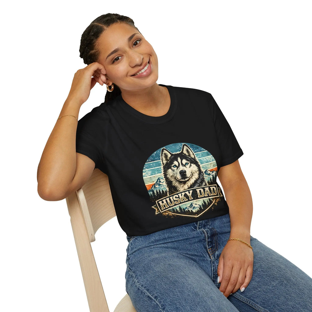 Husky Dad T-Shirt — Retro Siberian Husky Graphic Tee for Dog Lovers