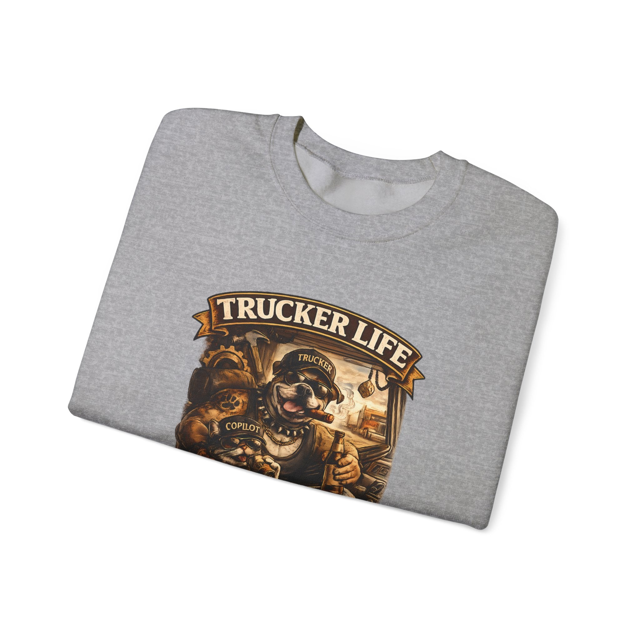 Trucker Life Crewneck Sweatshirt – "Love My Freedom" Vintage Trucker Graphic