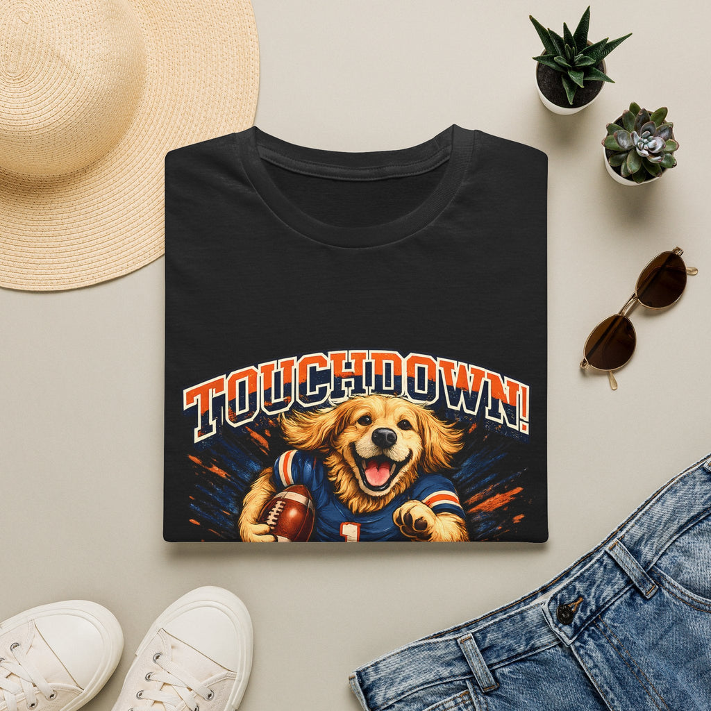 Touchdown! Golden Retriever Football T-Shirt Printify