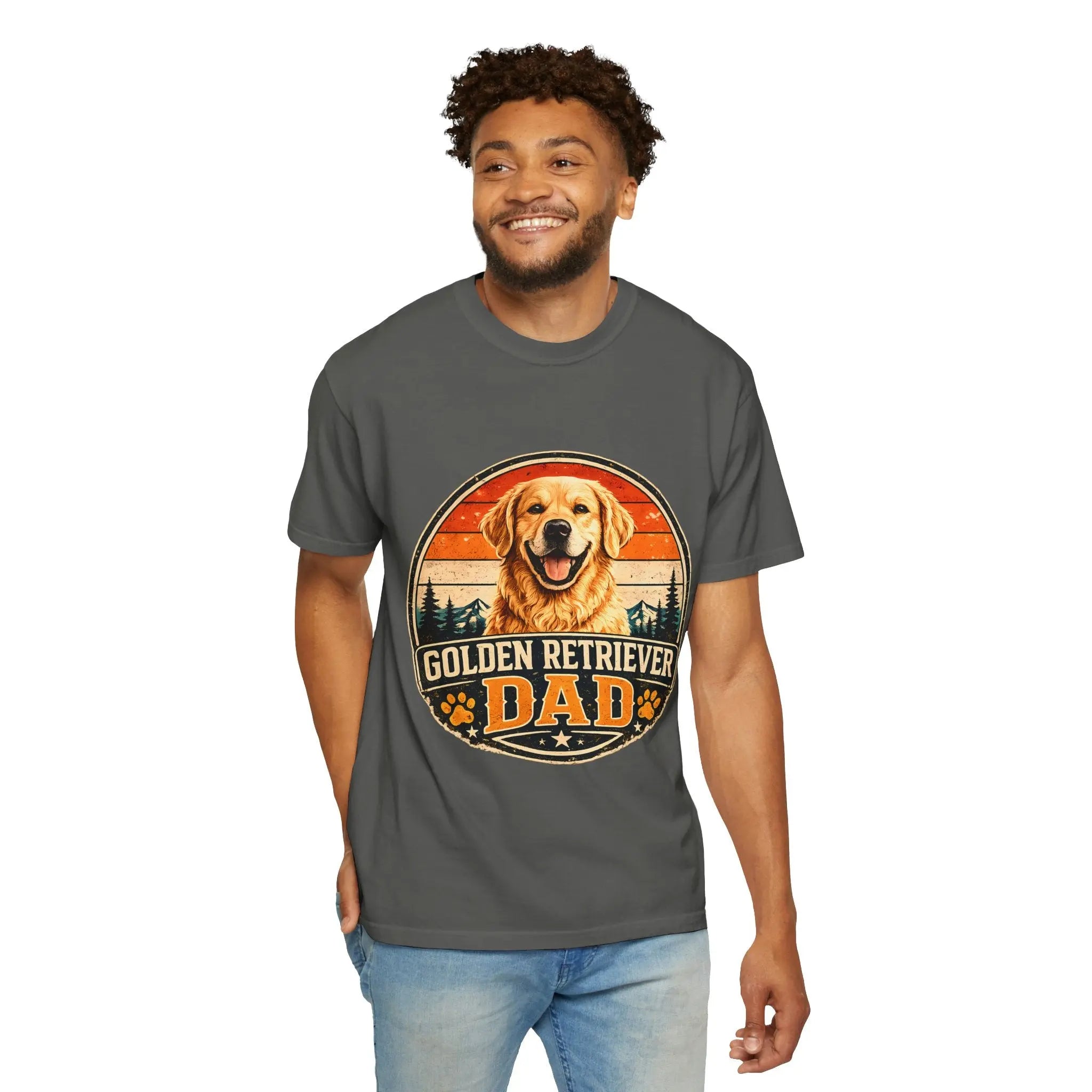 Golden Retriever Dad T-Shirt — Vintage Paw Print Dog Dad Tee