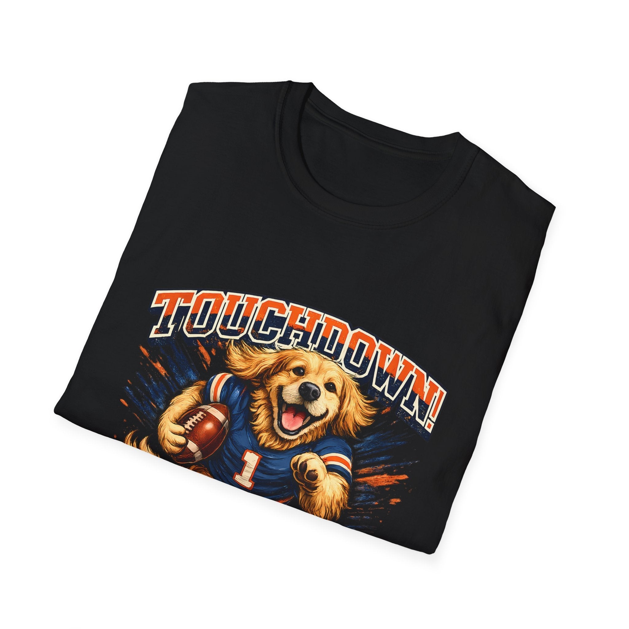 Touchdown! Golden Retriever Football T-Shirt Printify